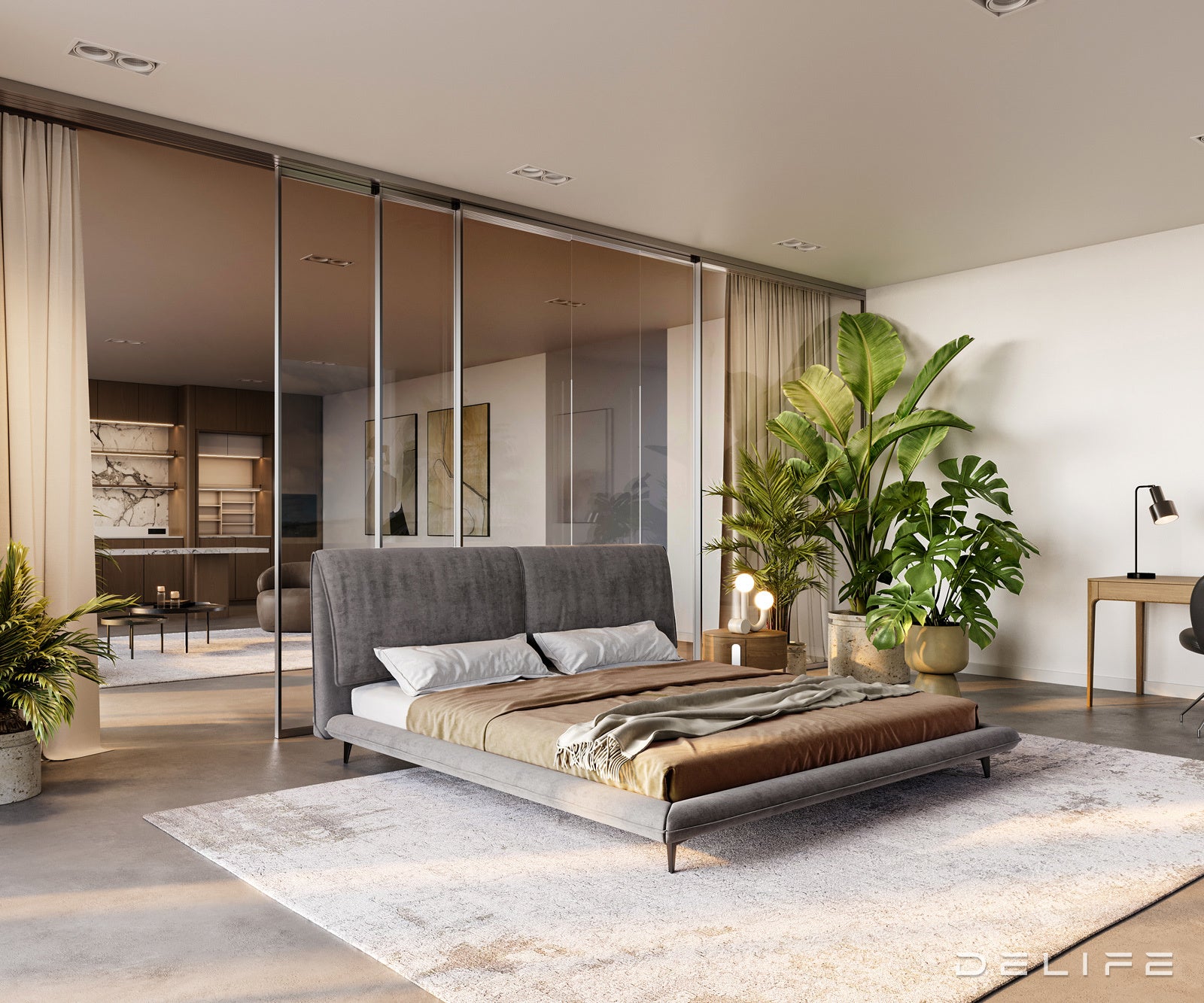 Posteljni okvir Cousino, material: mikrofibra