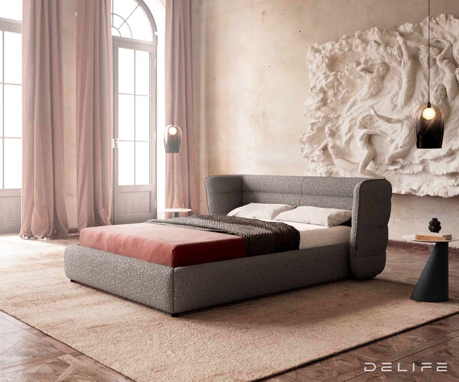 Posteljni okvir Simea, material: Bukle