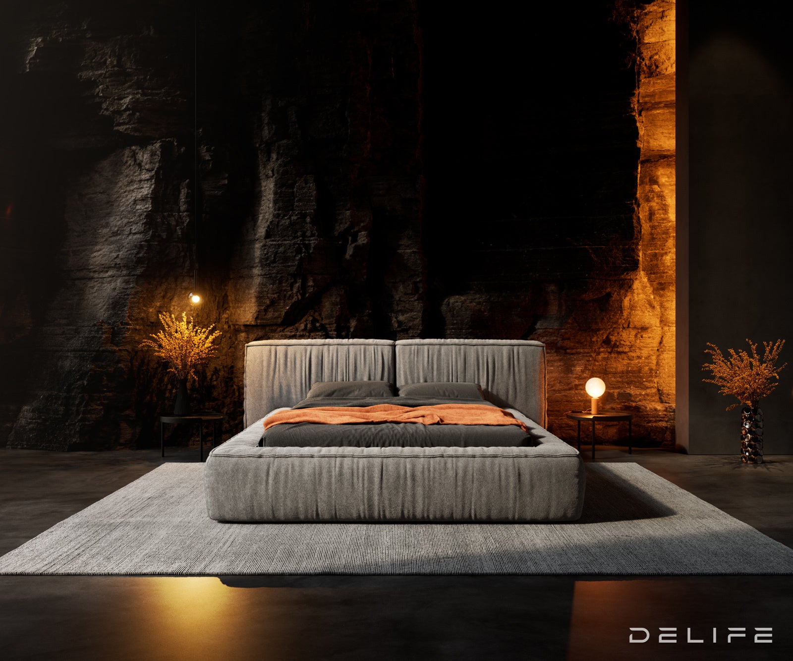 Posteljni okvir Coperti, material: mikrofibra