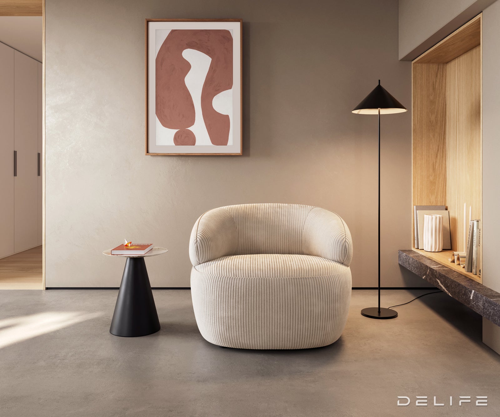 Fotelja Nova 88x88cm, Material: Rebrasta tkanina