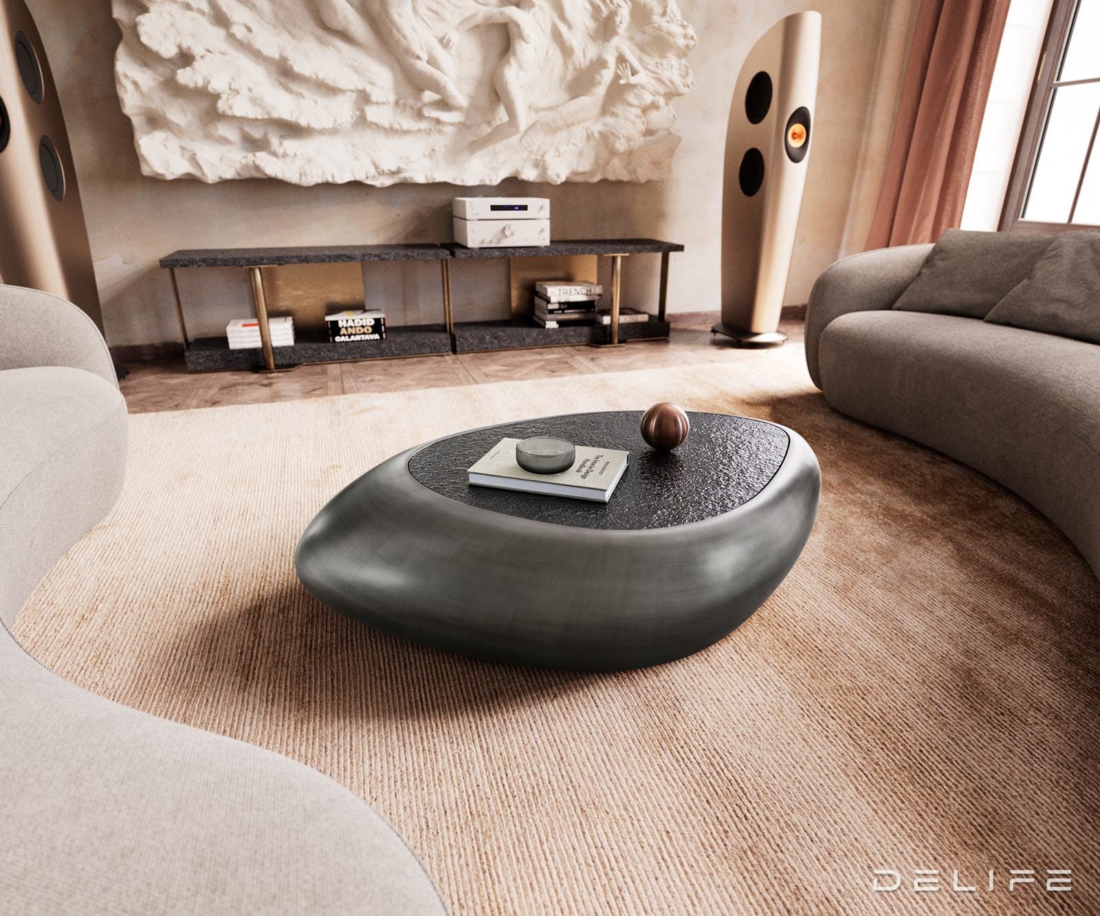 Klubska mizica Sagana 120x80cm, Material: Reliefno steklo