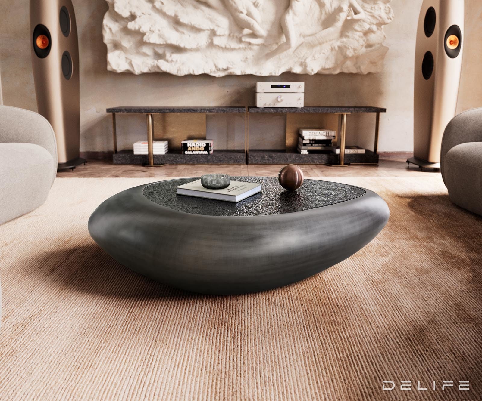 Klubska mizica Sagana 120x80cm, Material: Reliefno steklo