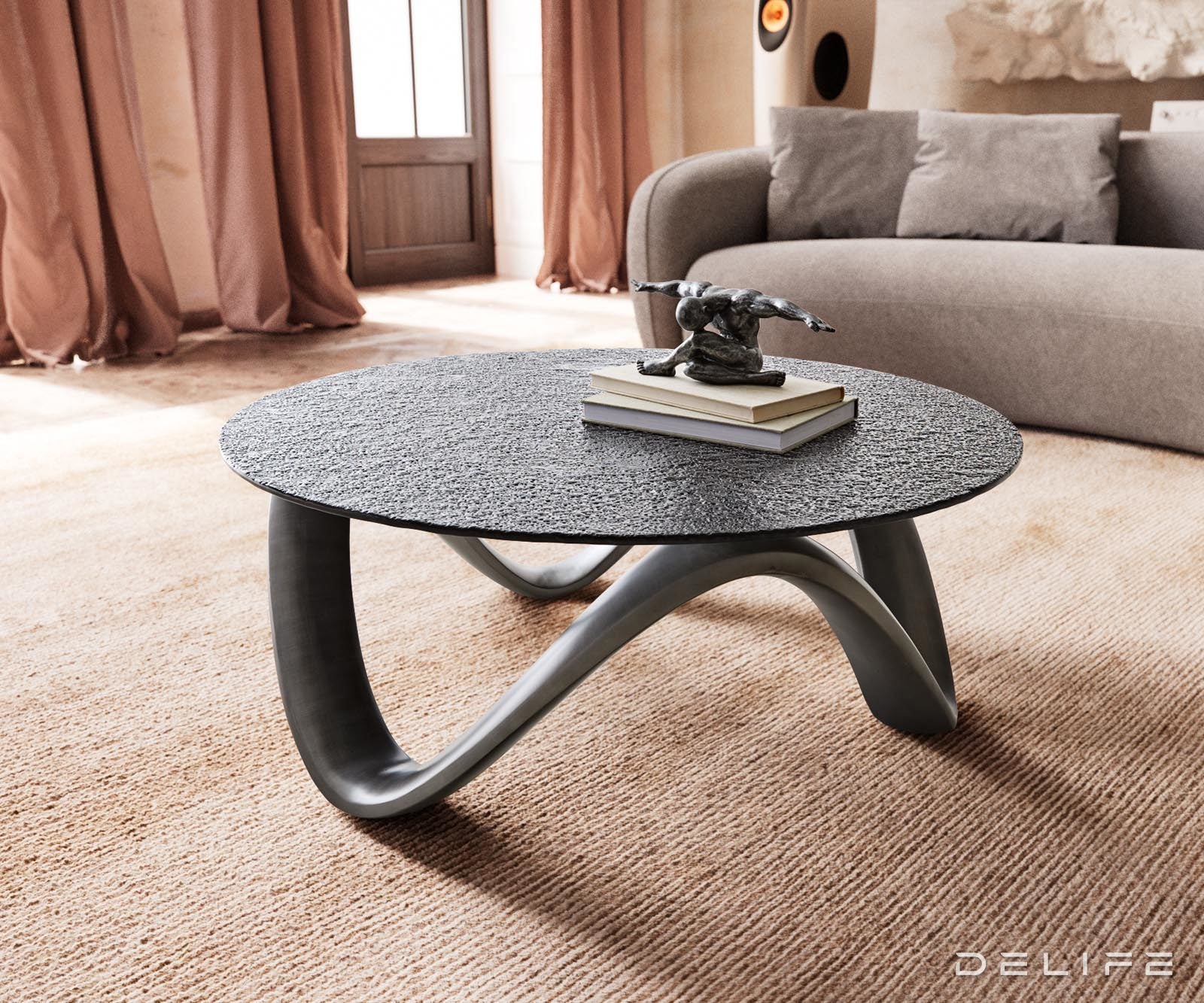 Klubska mizica Tanju 90x90cm, Material: Reliefno steklo