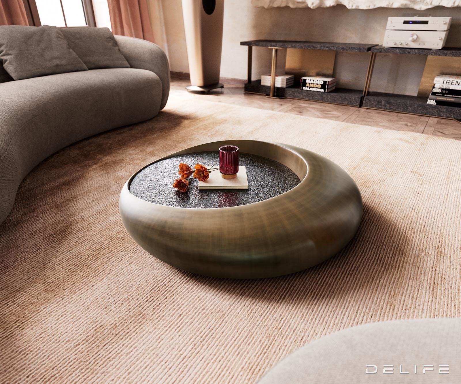 Klubska mizica Blaise 100x100cm, Material: Reliefno steklo