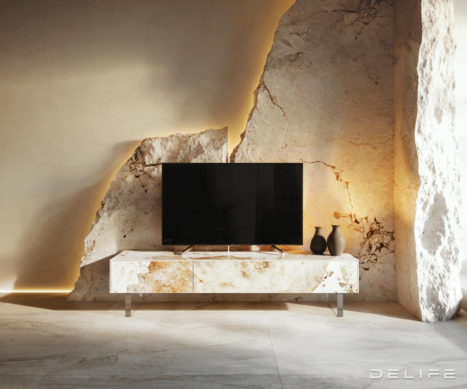 TV komoda Cuor150x35cm, material: keramika Minas Melange