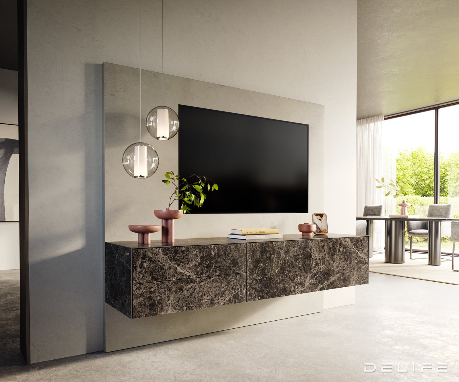 Tv komoda Cuor 180x45cm, Materijal: Emperador Extra Lucidato