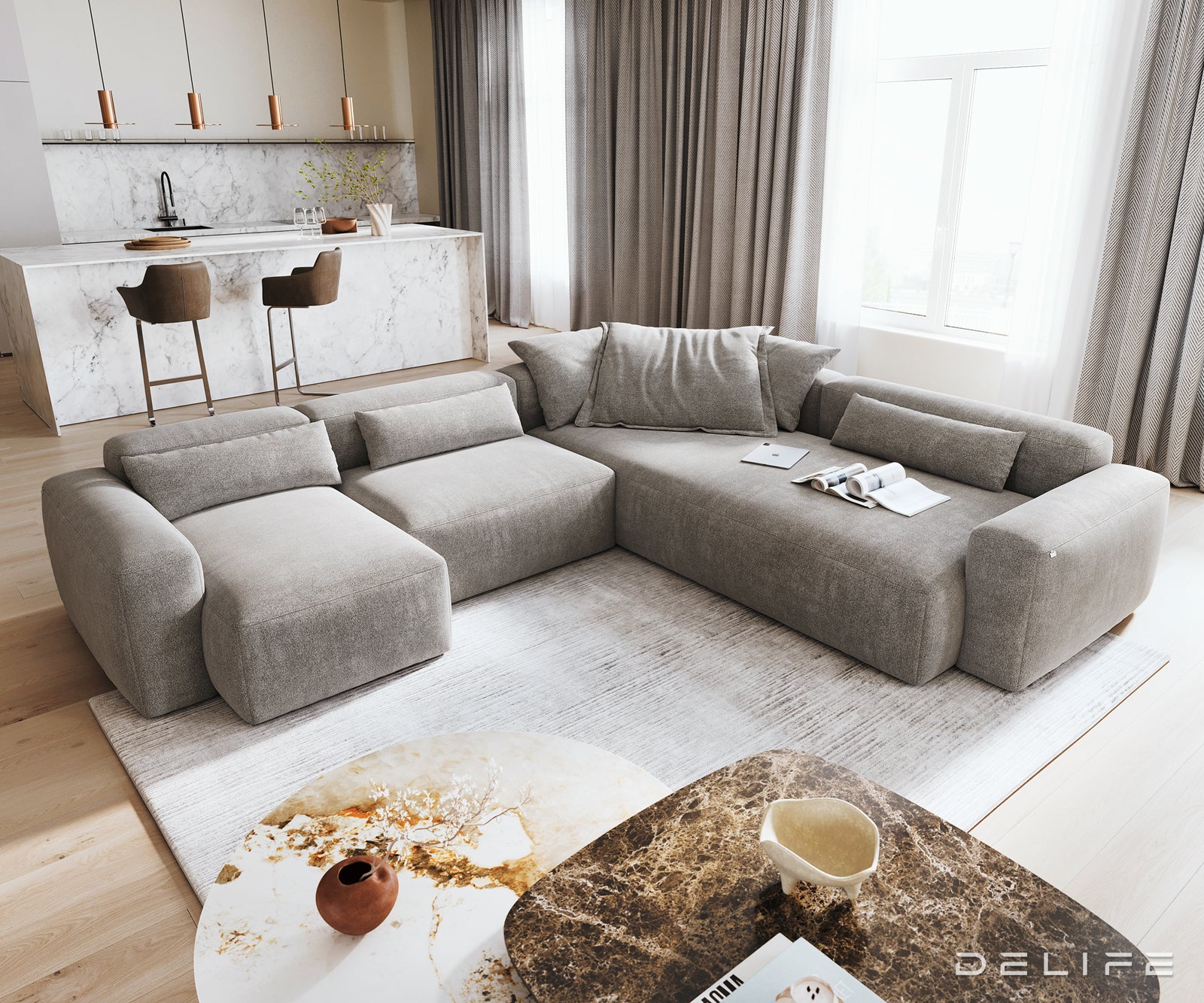 Modularna sedežna garnitura Freestyle 360x290 cm, Material: Strukturirana tkanina