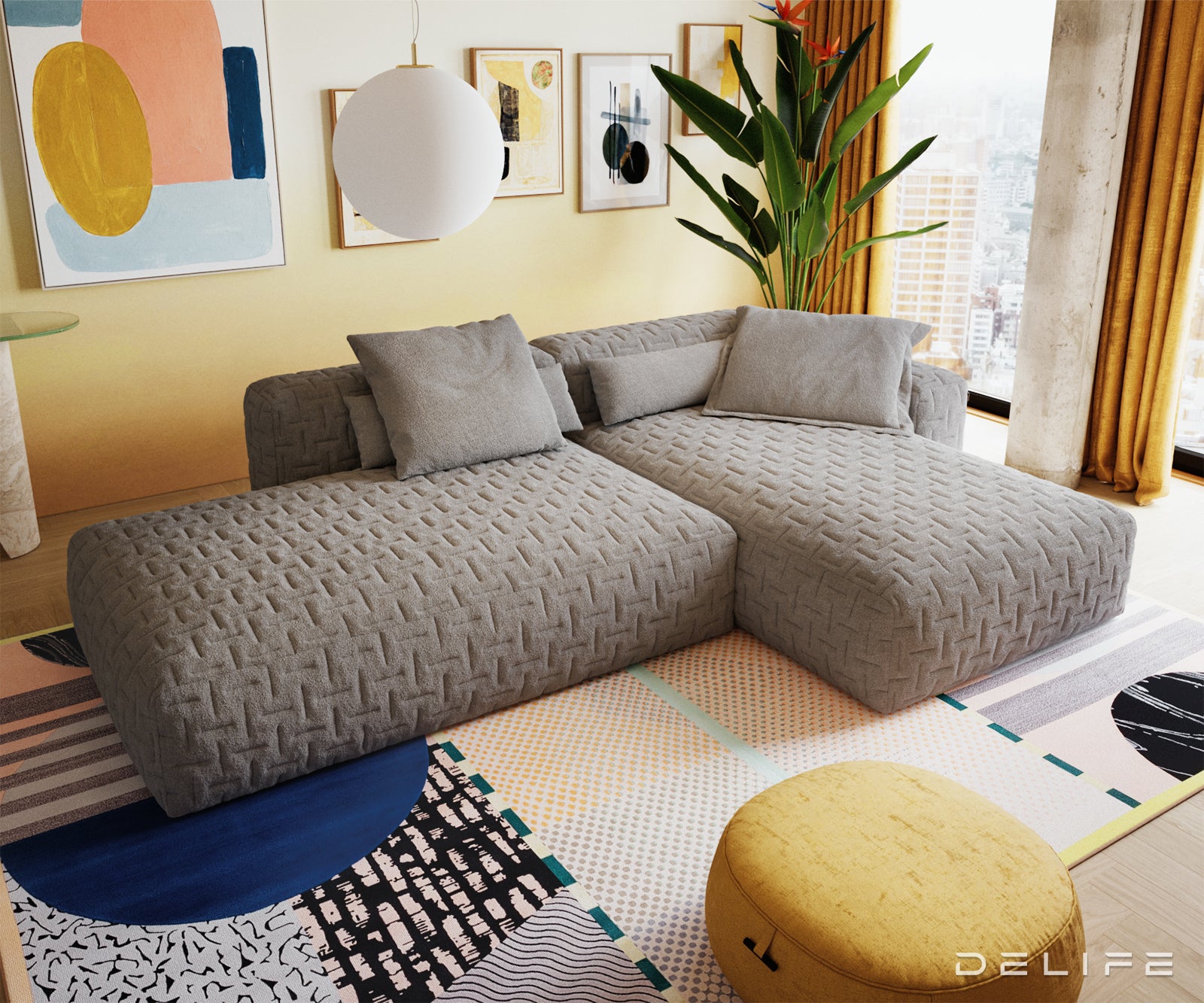 Modularna sedežna garnitura Freestyle 310x200 cm, Material: Strukturirana tkanina