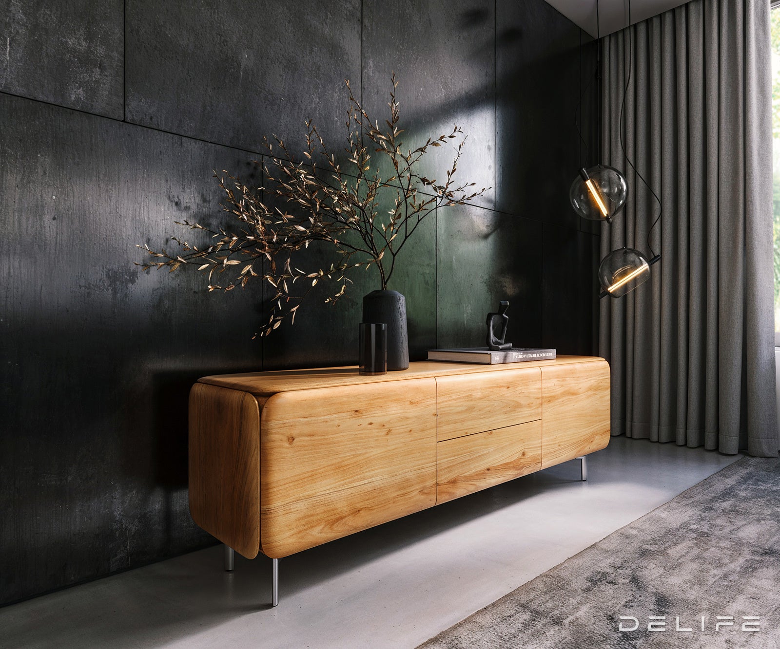 Tv komoda Imara 200x35cm, Material: Mango