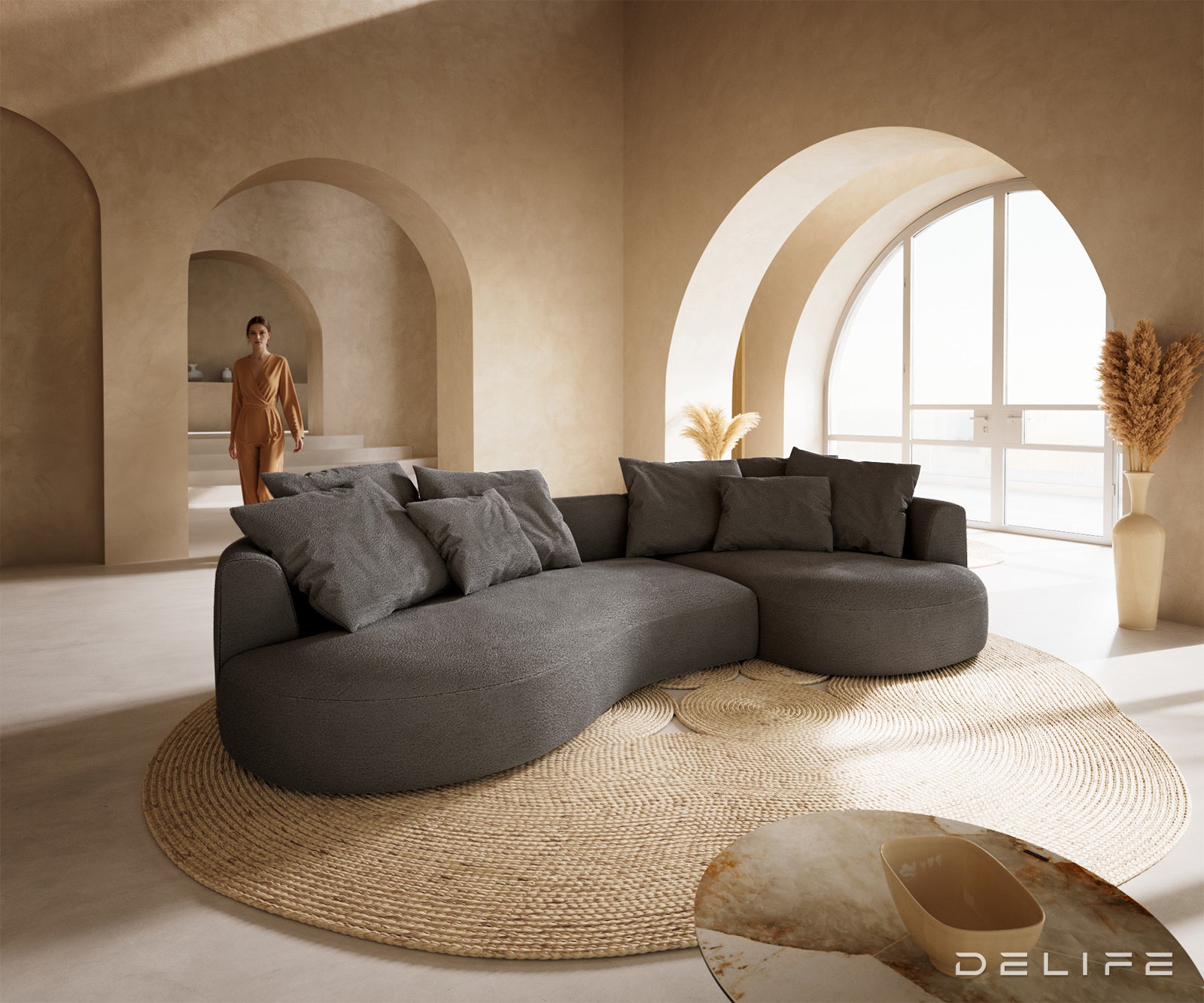 Sedežna garnitura Edina 328x166cm, Material: bukle