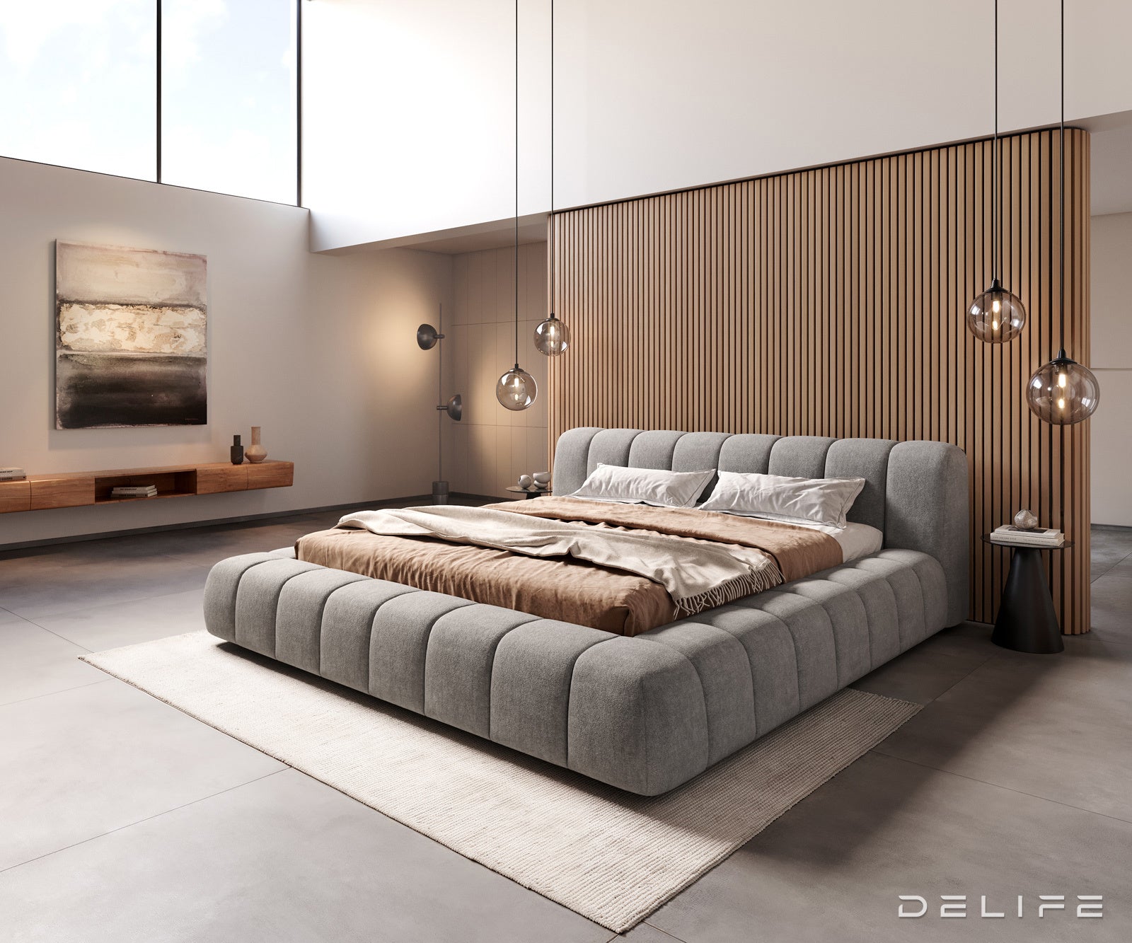 Okvir postelje Cutio, material: strukturirana tkanina