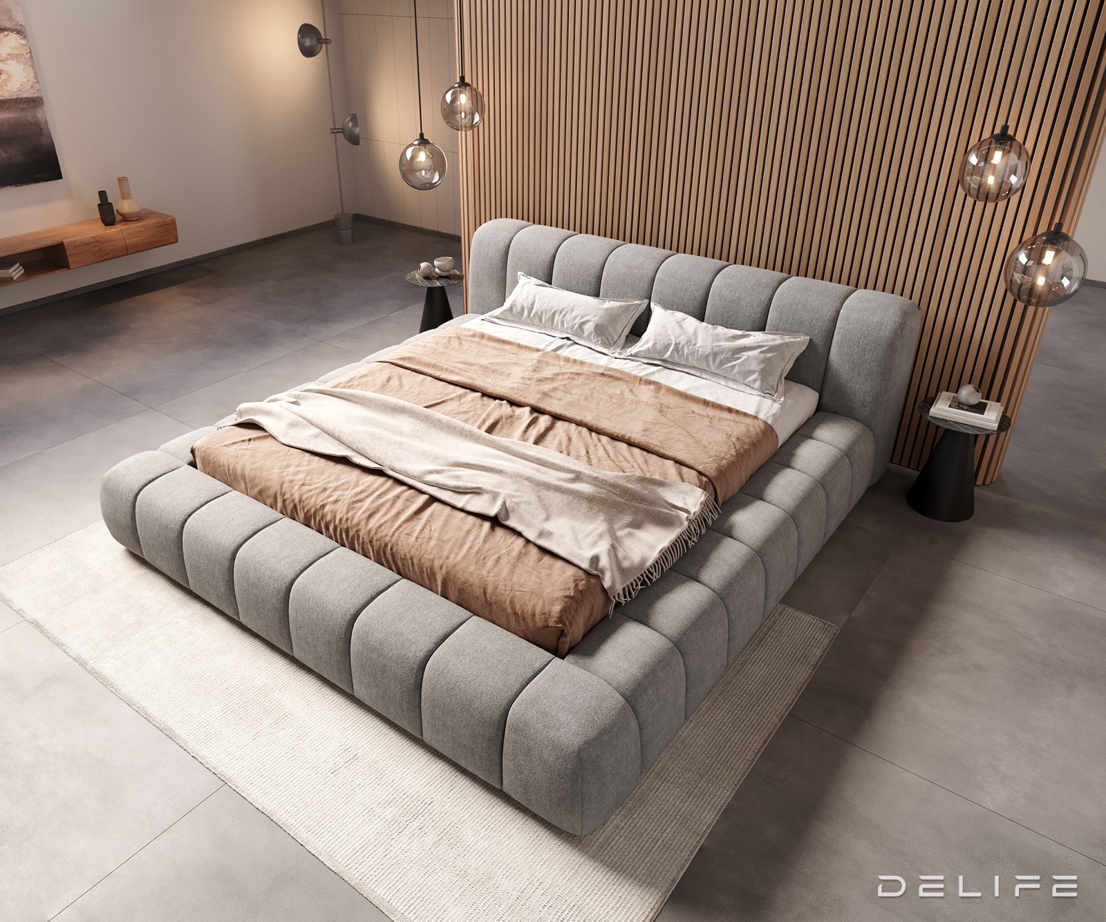 Okvir postelje Cutio, material: strukturirana tkanina