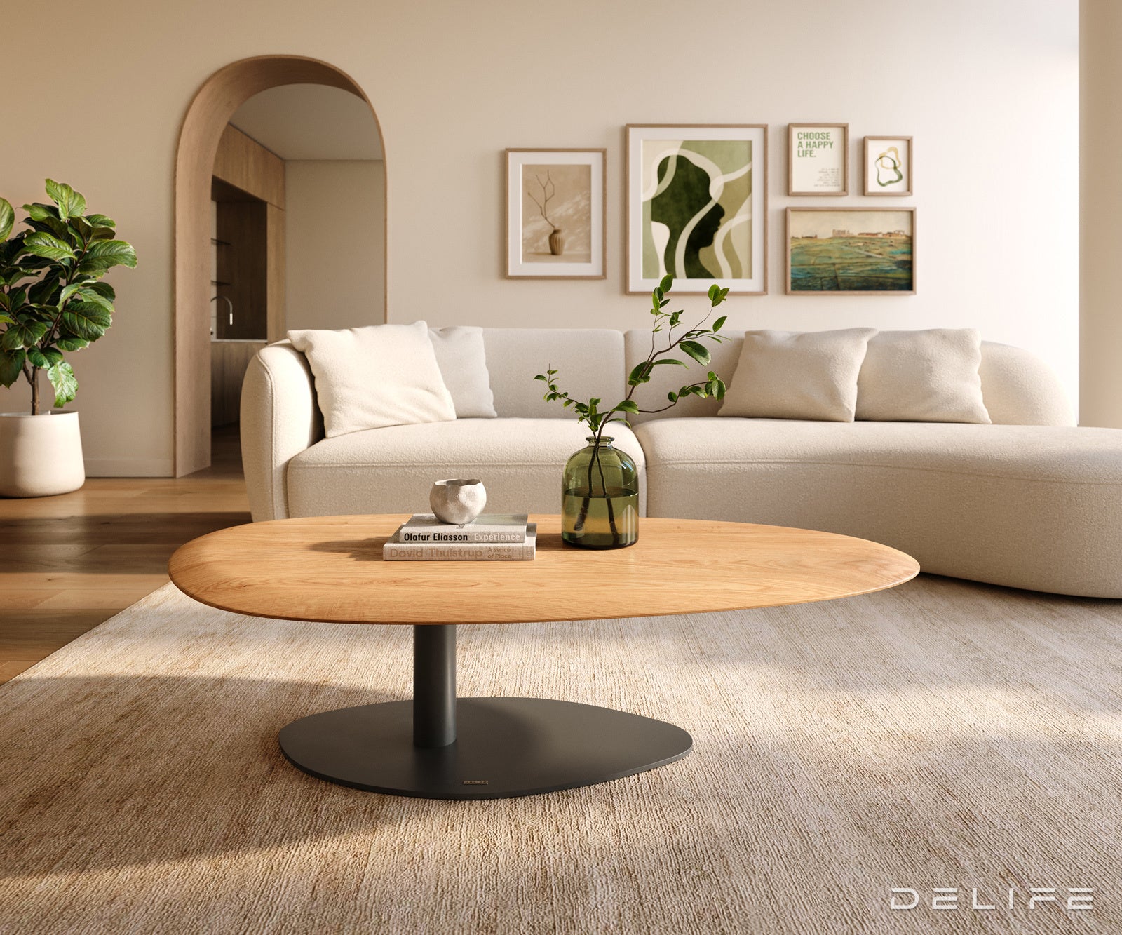 Klub mizica Edge 140x75cm, Material: Hrast