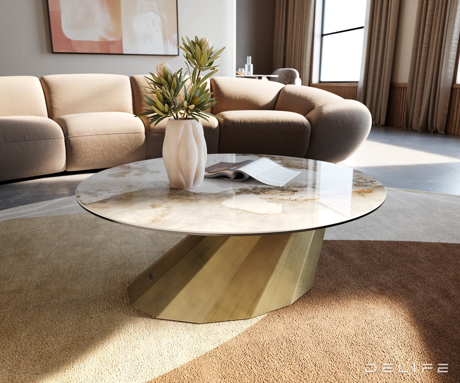 Klub mizica Edge 90x90cm, Material: keramika Minas Melange