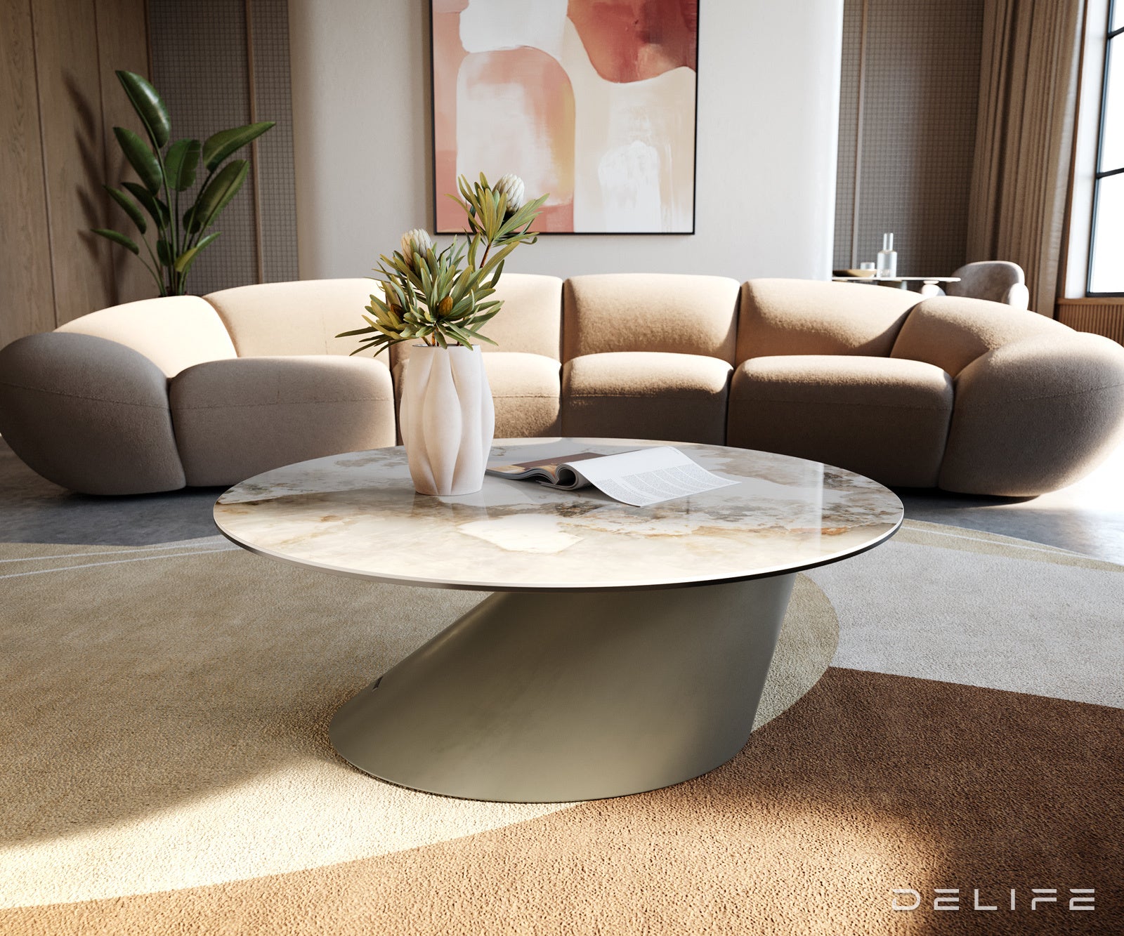 Klub mizica Edge 90x90cm, Material: keramika Minas Melange