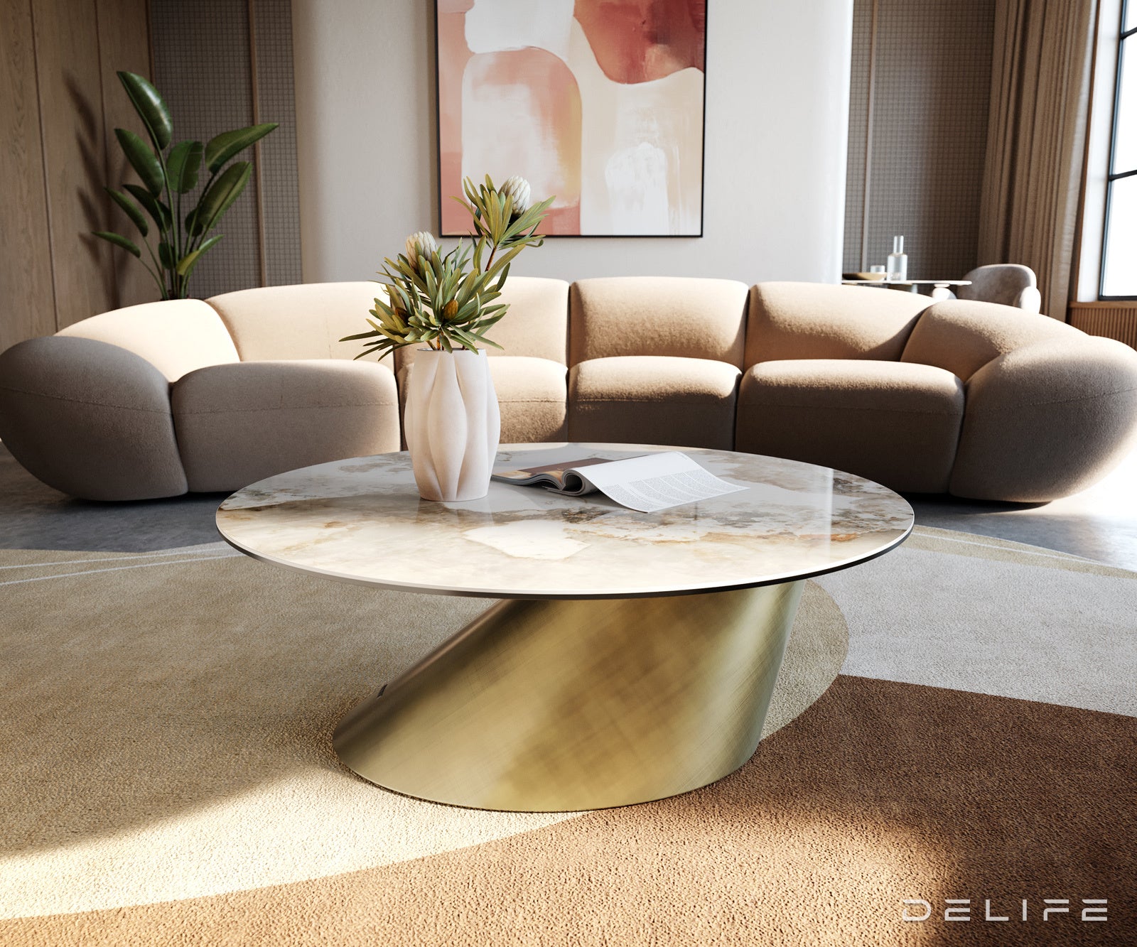 Klub mizica Edge 90x90cm, Material: keramika Minas Melange