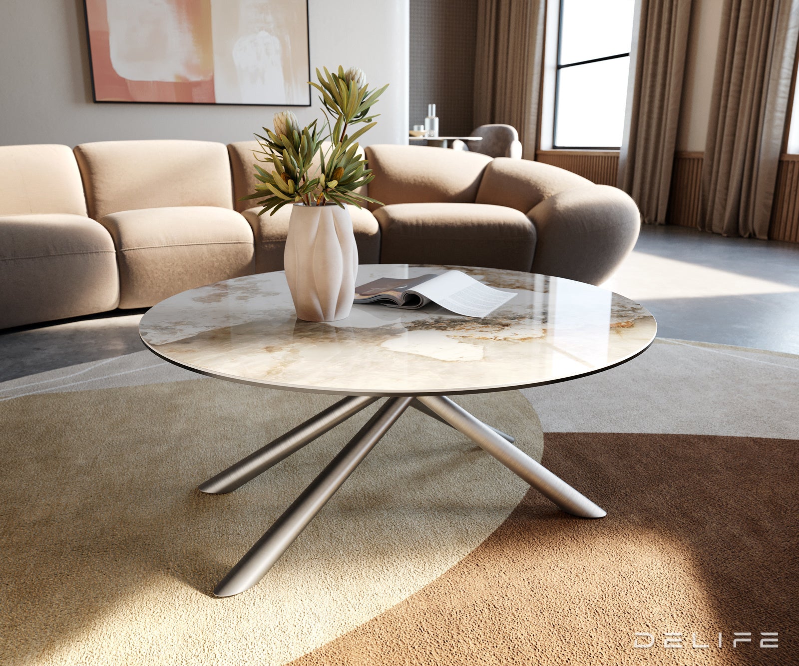 Klub mizica Edge 90x90cm, Material: keramika Minas Melange