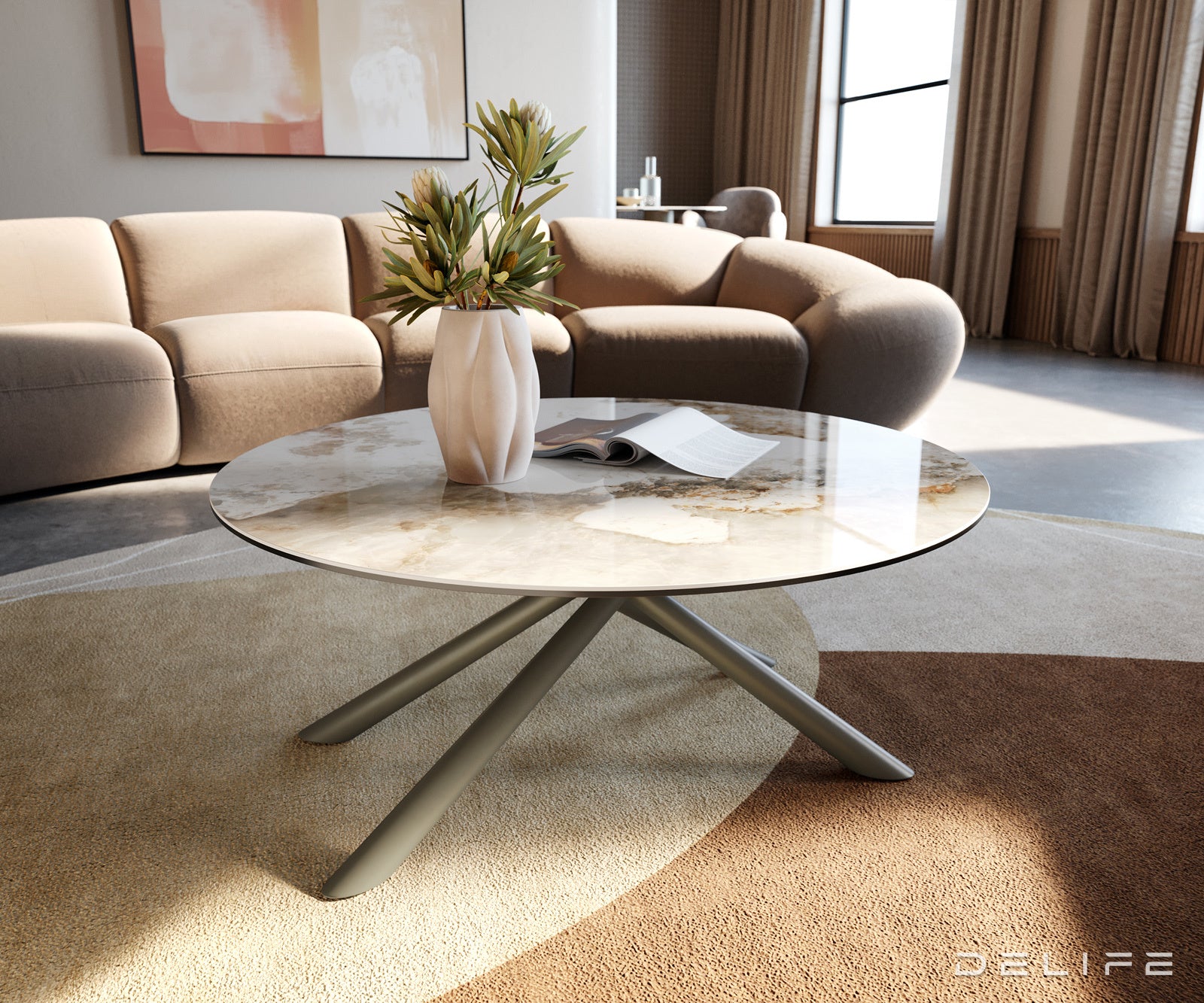 Klub mizica Edge 90x90cm, Material: keramika Minas Melange