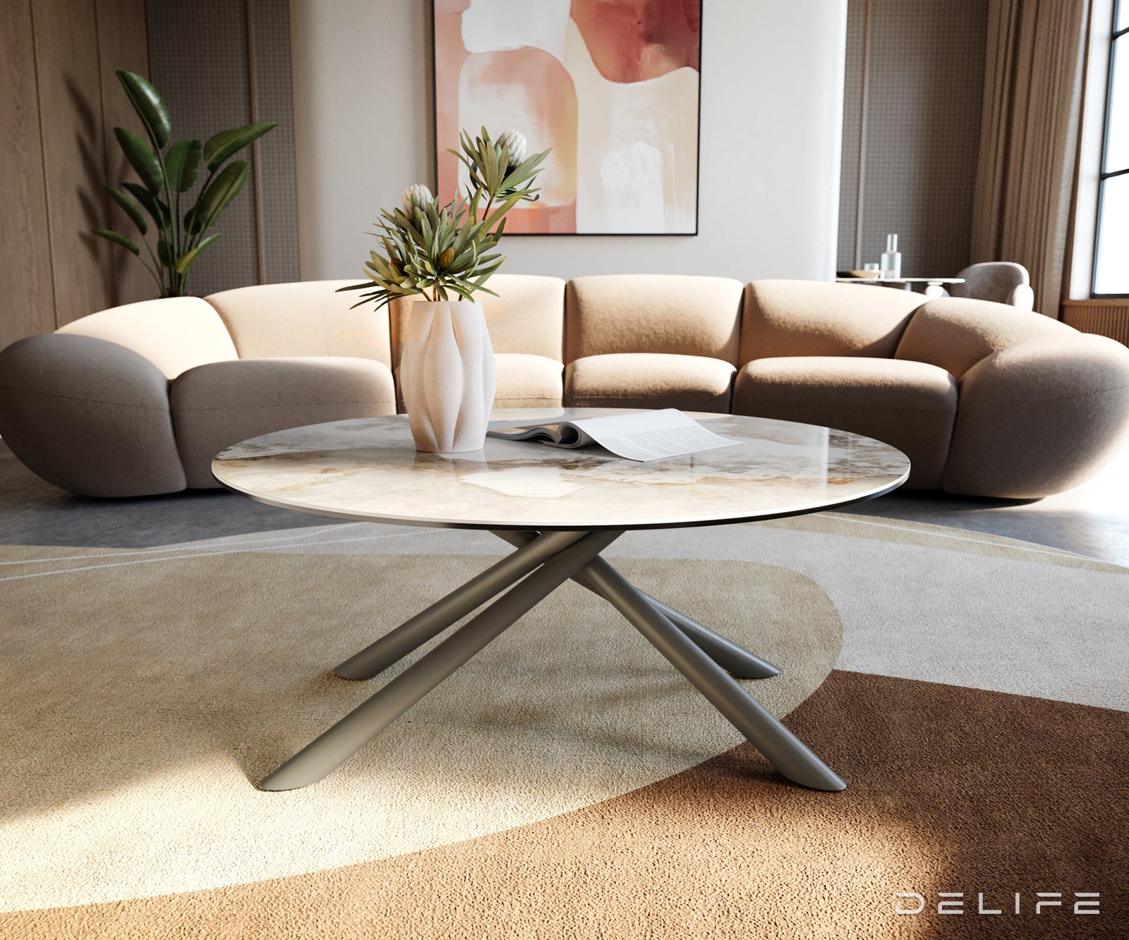 Klub mizica Edge 90x90cm, Material: keramika Minas Melange