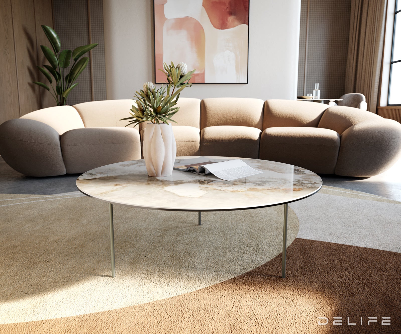 Klub mizica Edge 90x90cm, Material: keramika Minas Melange