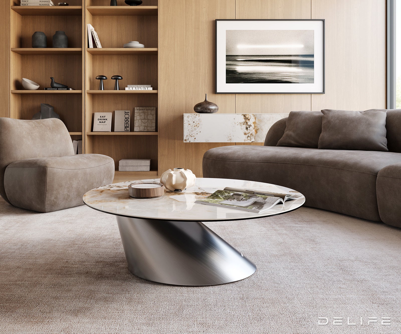 Klub mizica Edge 100x100cm, Material: keramika Minas Melange