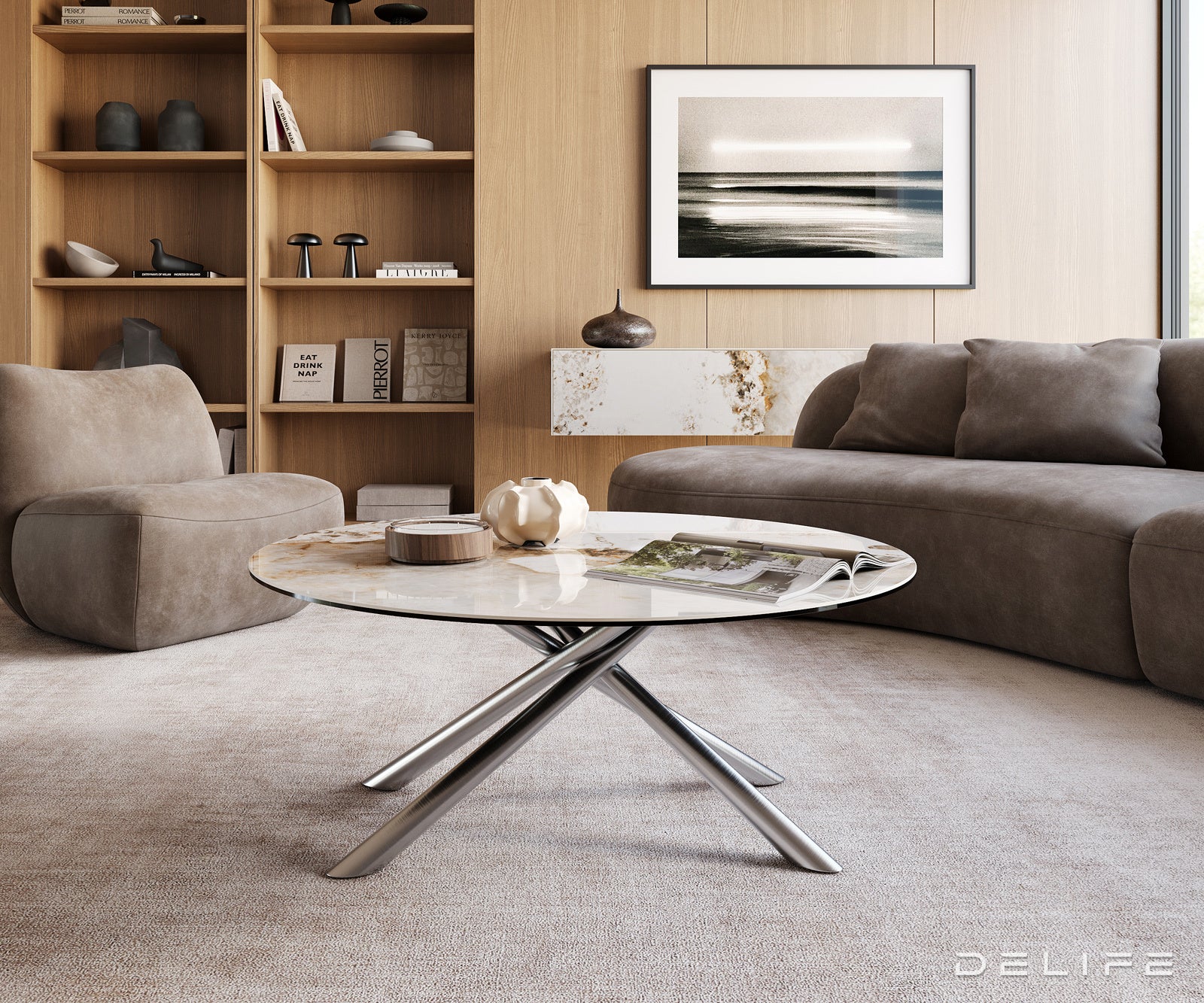 Klub mizica Edge 100x100cm, Material: keramika Minas Melange