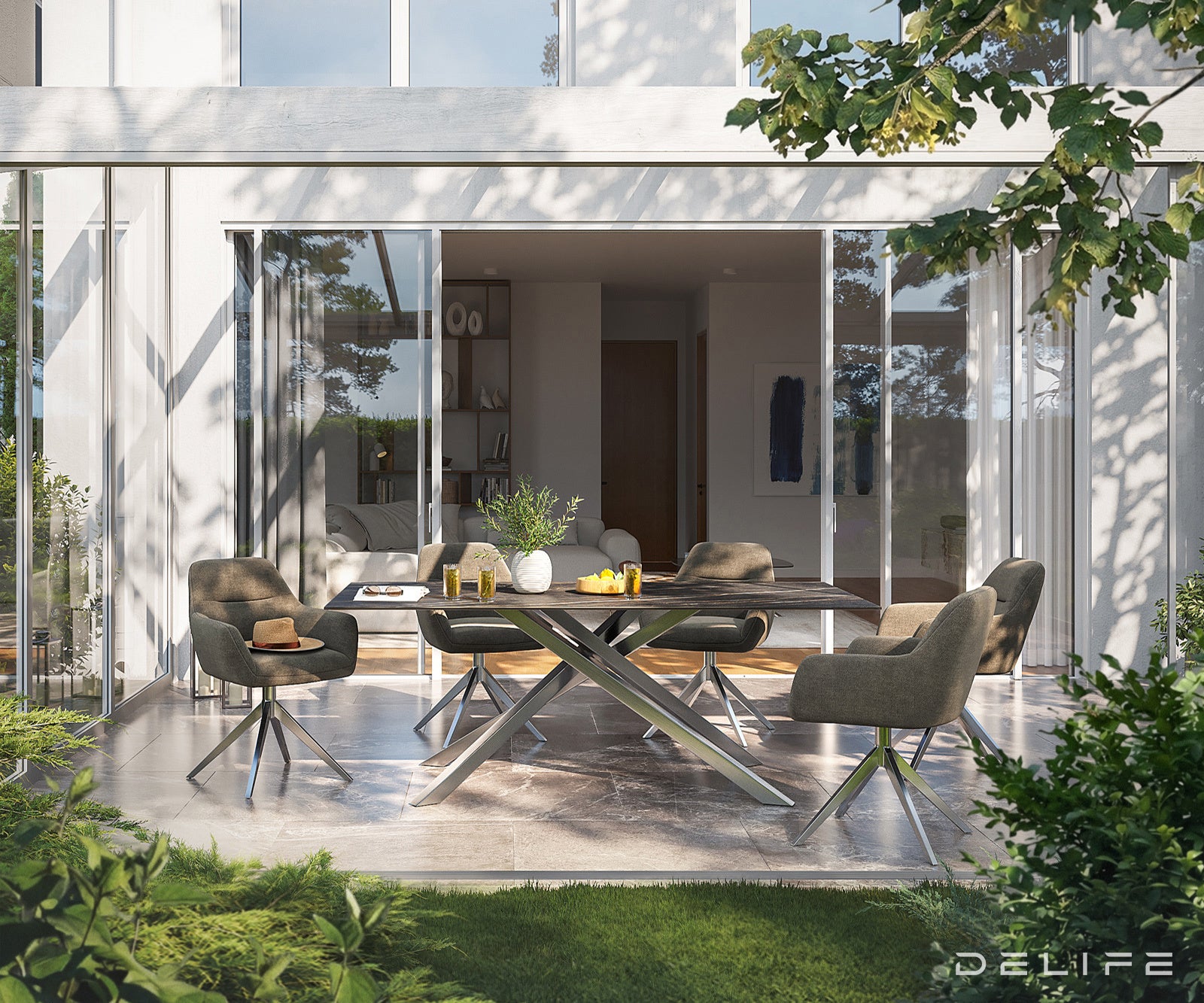 Outdoor miza Edge 200x100 cm, material: keramika Noir Desir