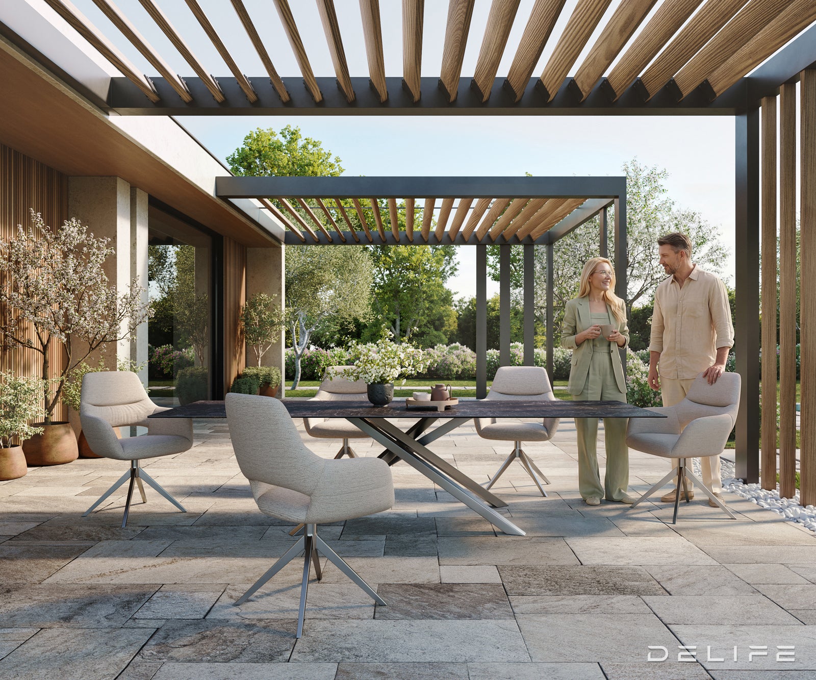 Outdoor miza Edge 300x100cm, Material: keramika Nero Greco