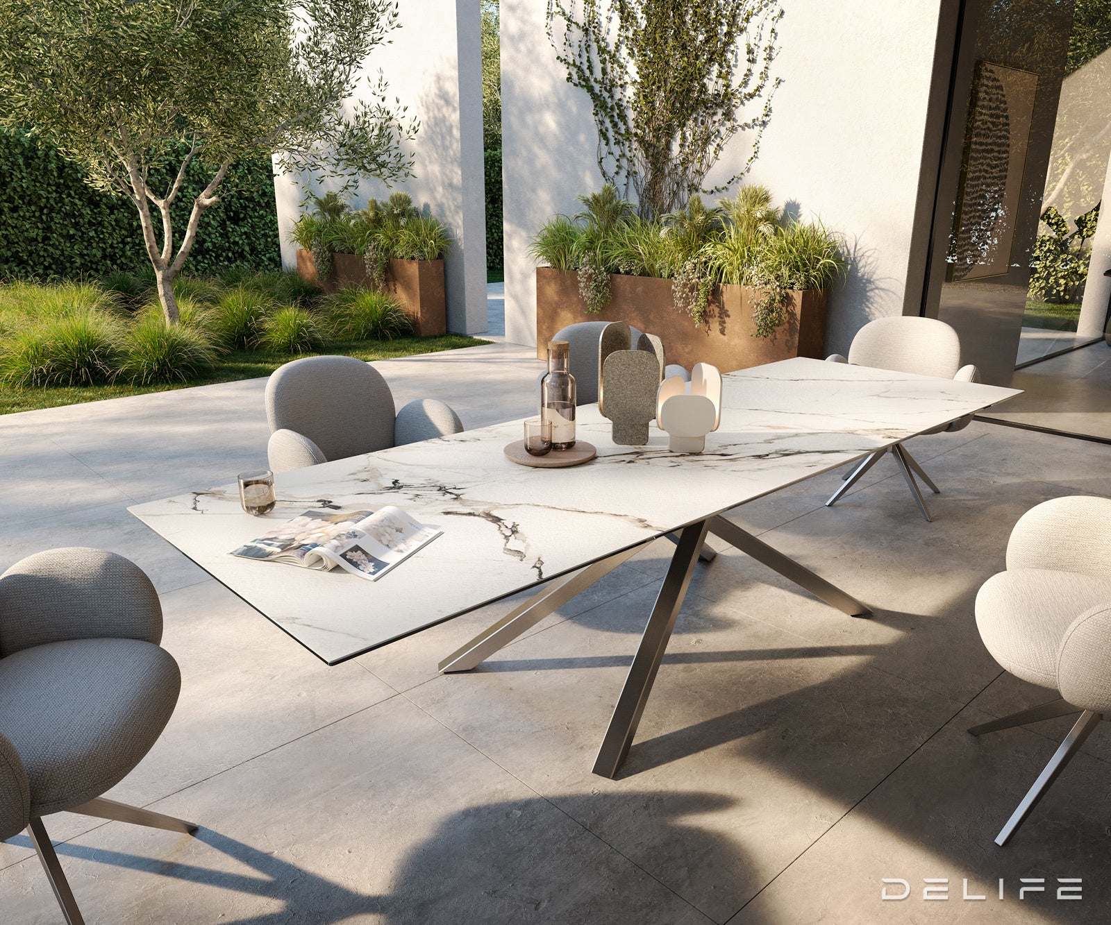 Outdoor miza Edge 300x100cm, Material: keramika Calacatta Luxe
