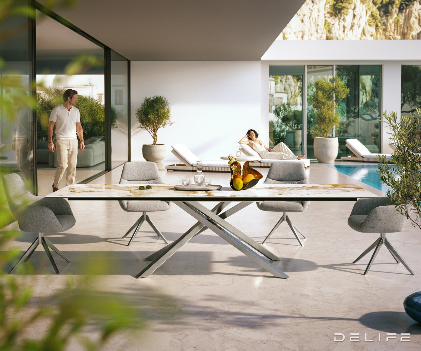 Outdoor miza Edge 300x100cm, Material: keramika Minas Melange