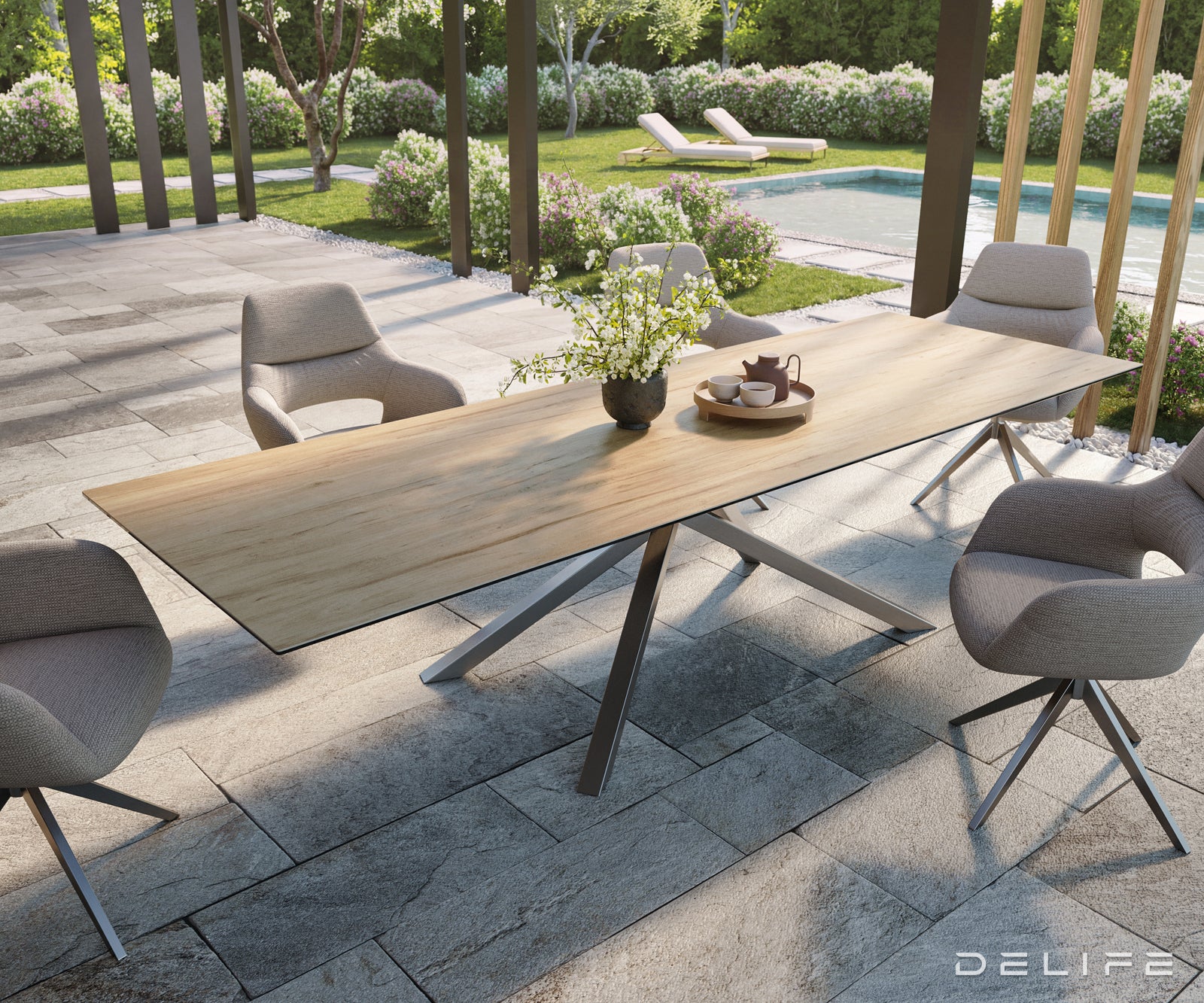 Outdoor miza Edge 300x100cm, Material: keramika Sabbia