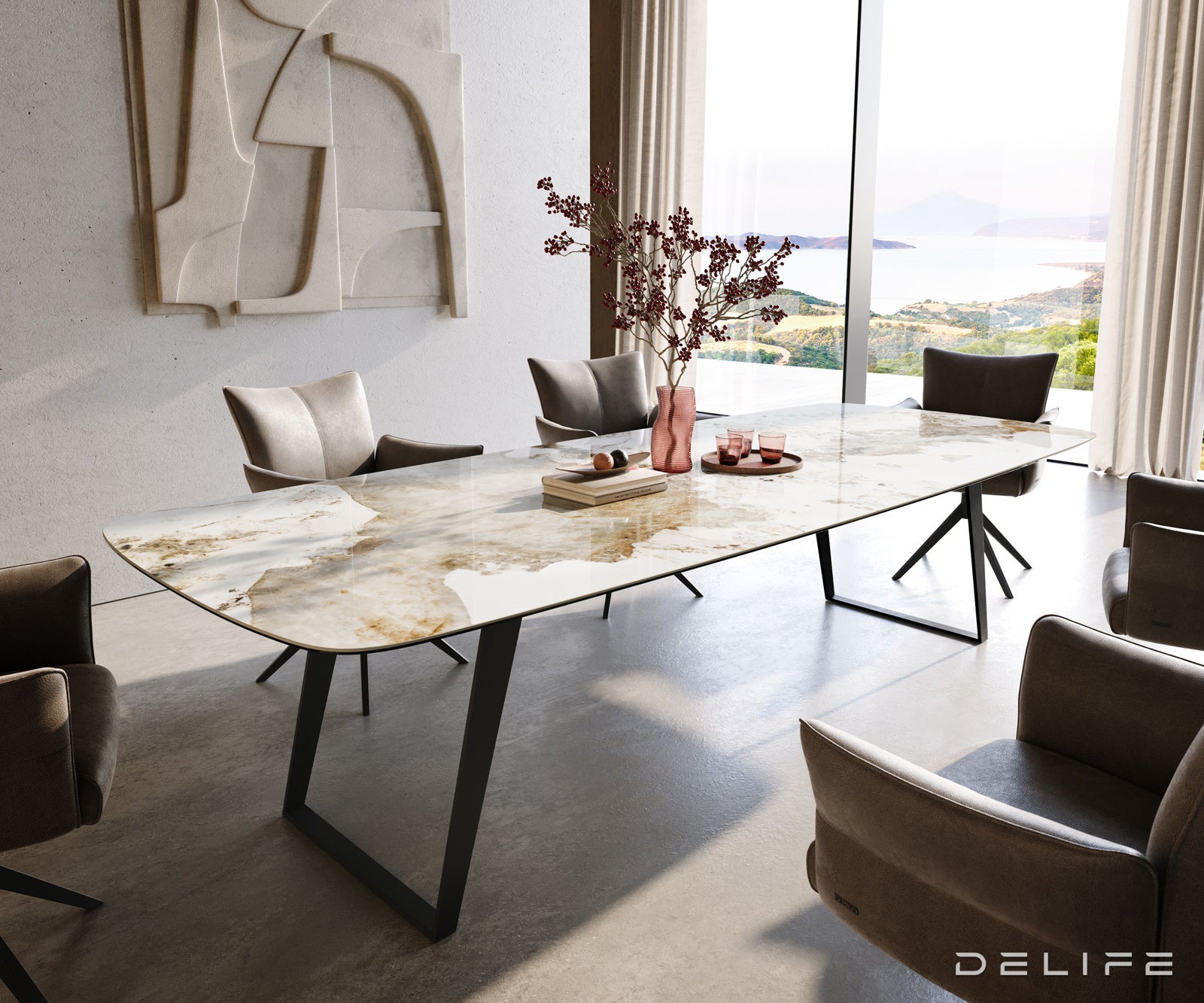 Jedilna miza Edge Boot 300x120 cm, material: keramika Minas Melange