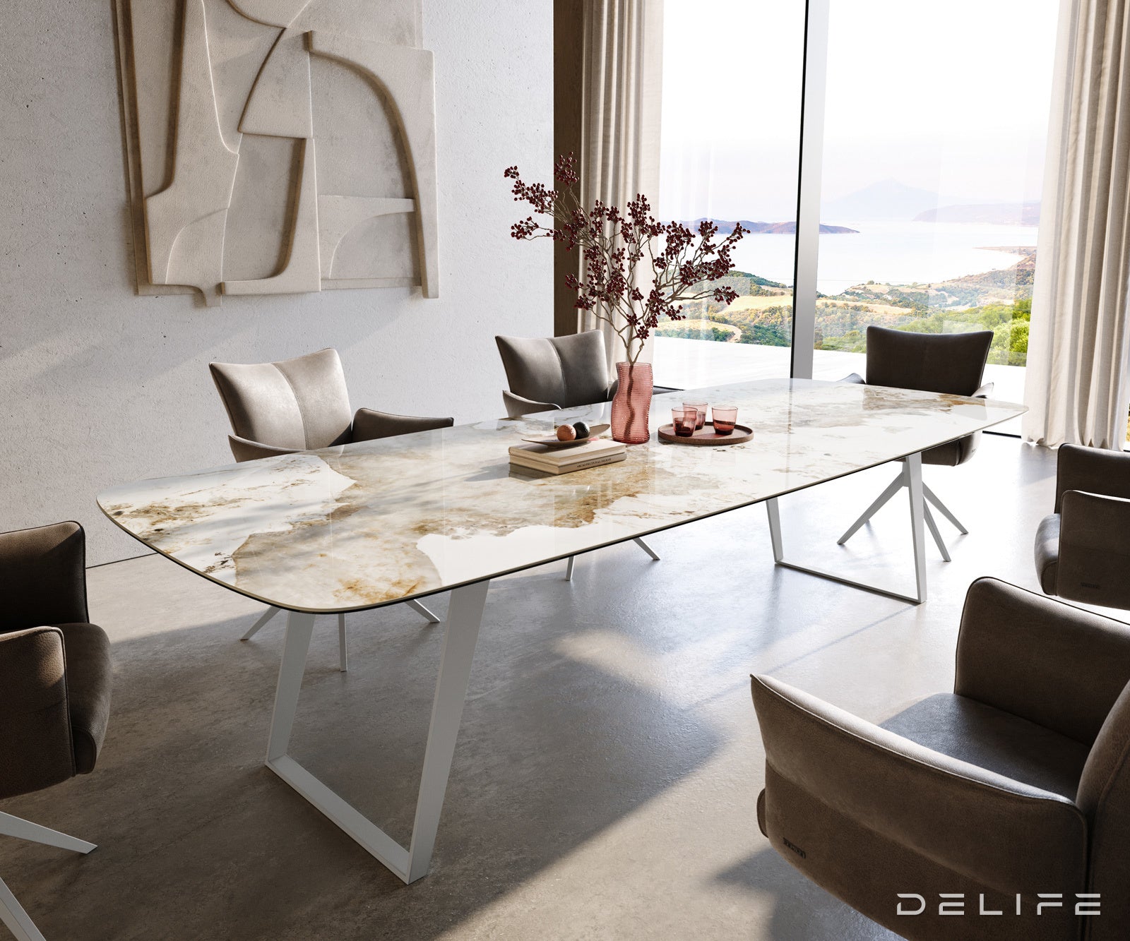 Jedilna miza Edge Boot 300x120 cm, material: keramika Minas Melange