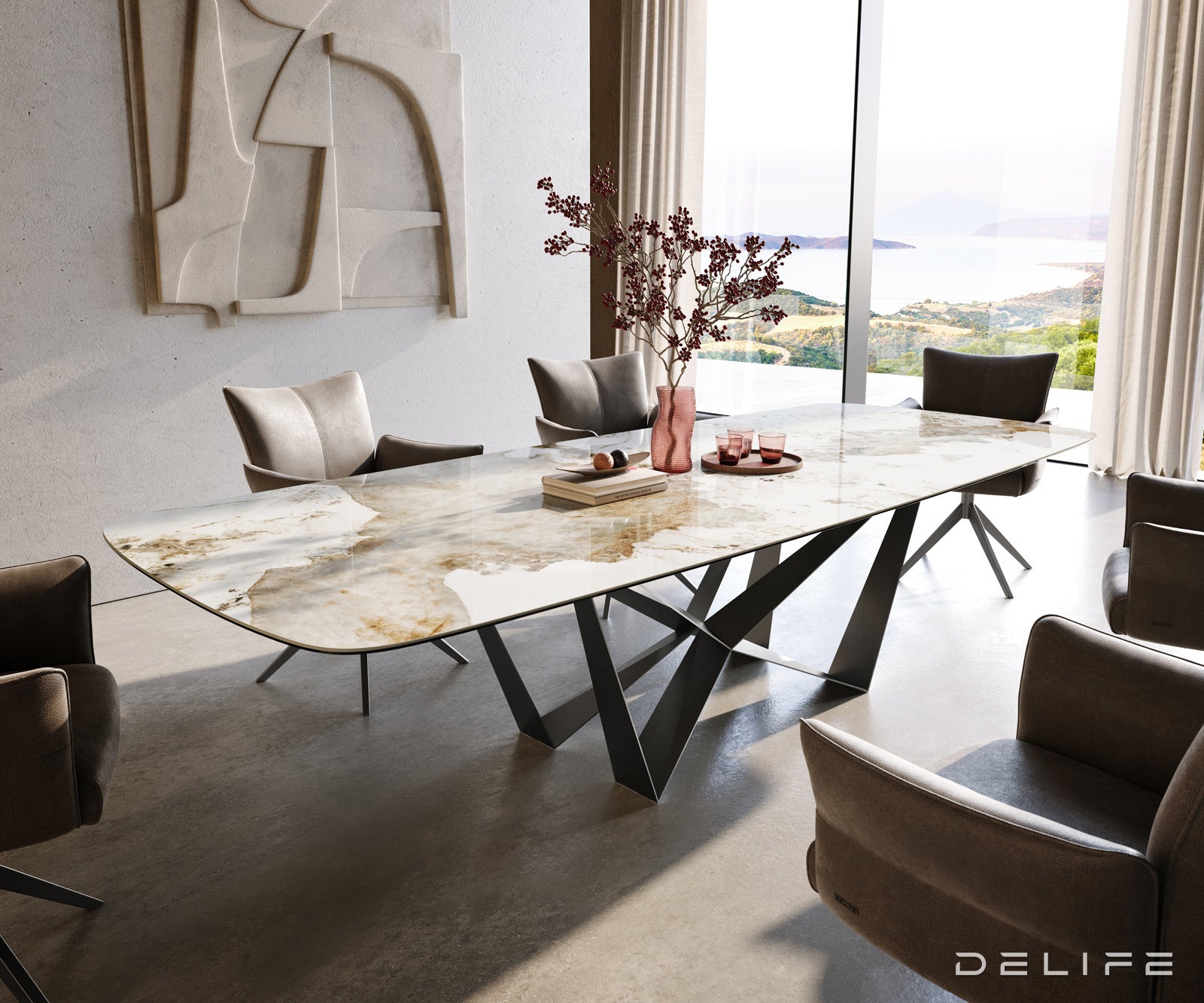 Jedilna miza Edge Boot 300x120 cm, material: keramika Minas Melange