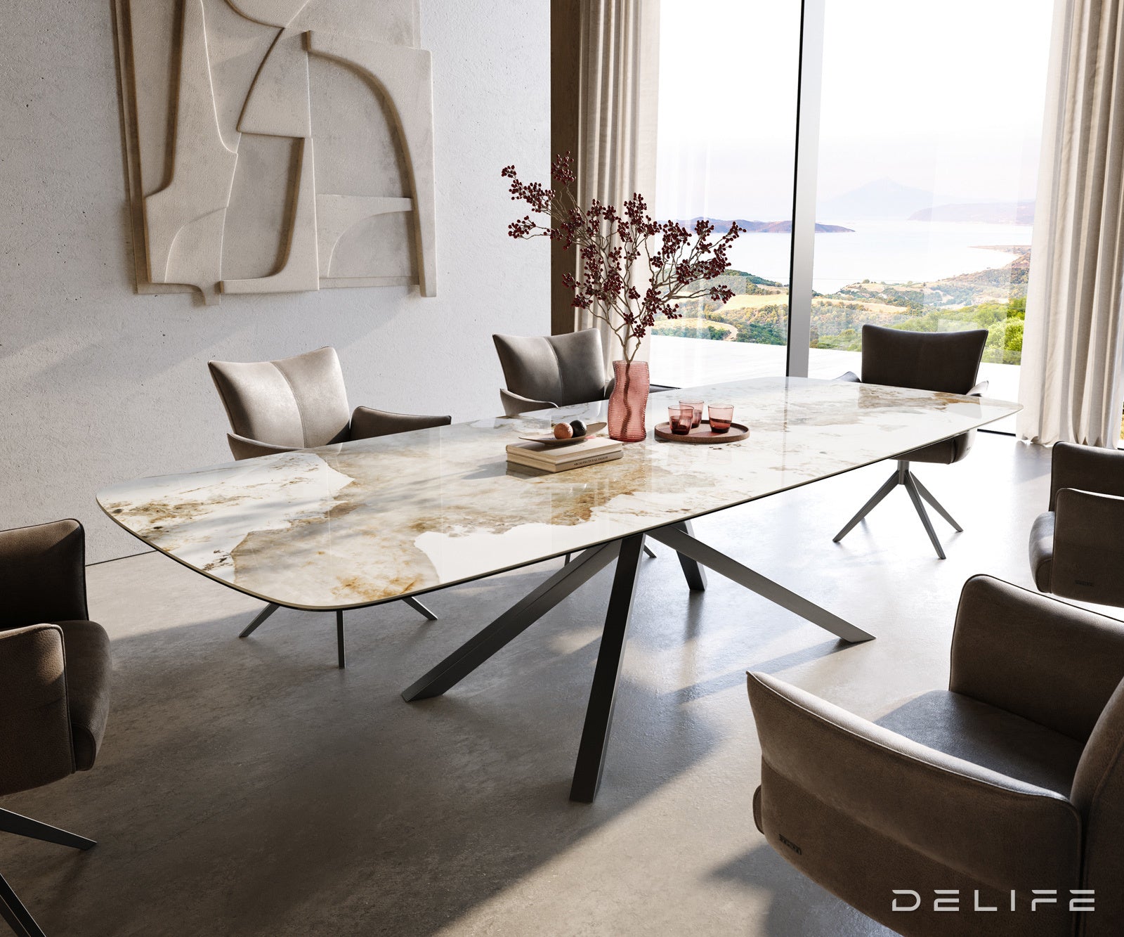 Jedilna miza Edge Boot 300x120 cm, material: keramika Minas Melange
