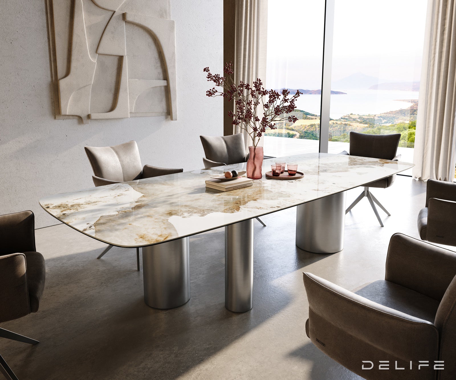 Jedilna miza Edge Boot 300x120 cm, material: keramika Minas Melange
