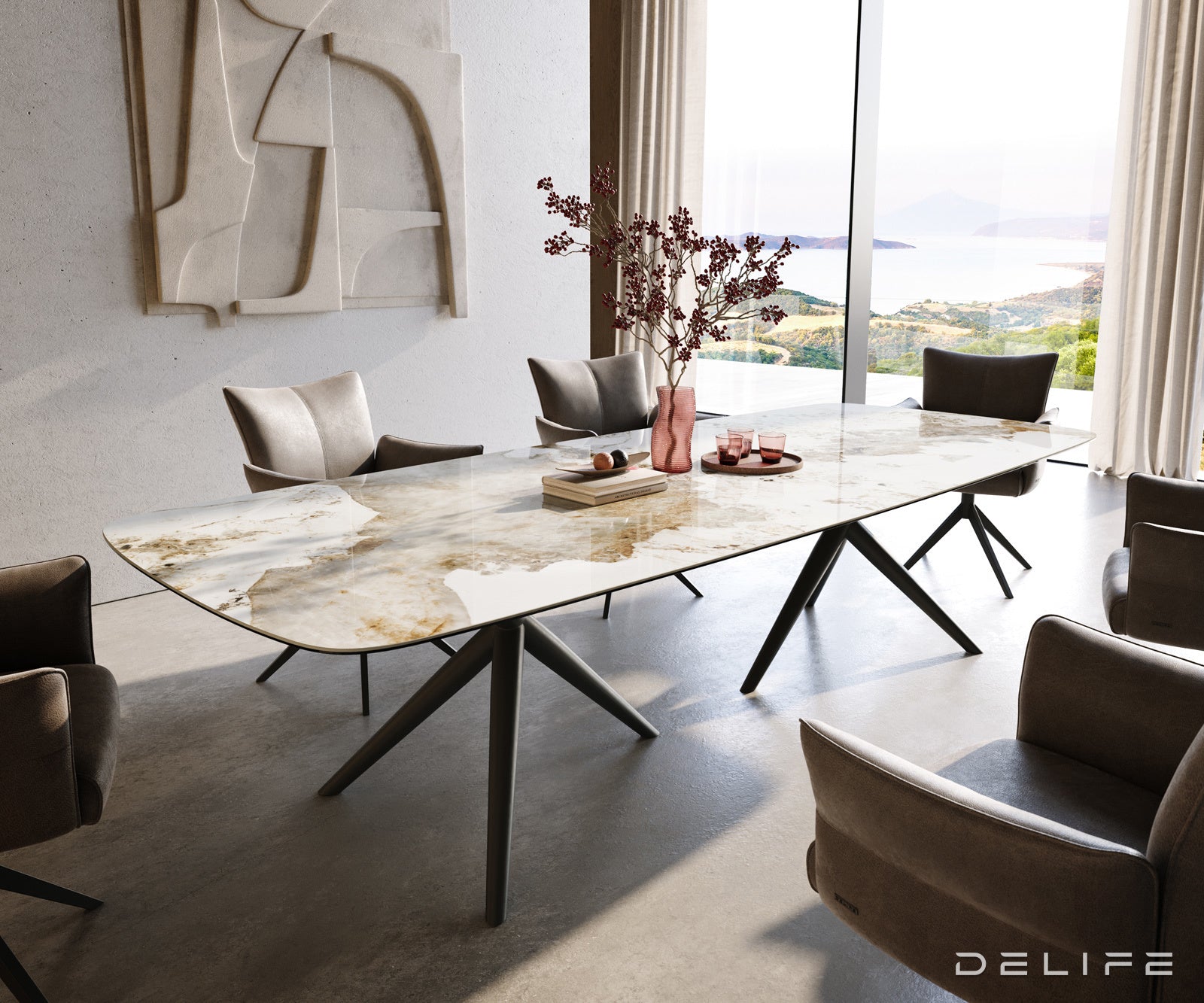 Jedilna miza Edge Boot 300x120 cm, material: keramika Minas Melange