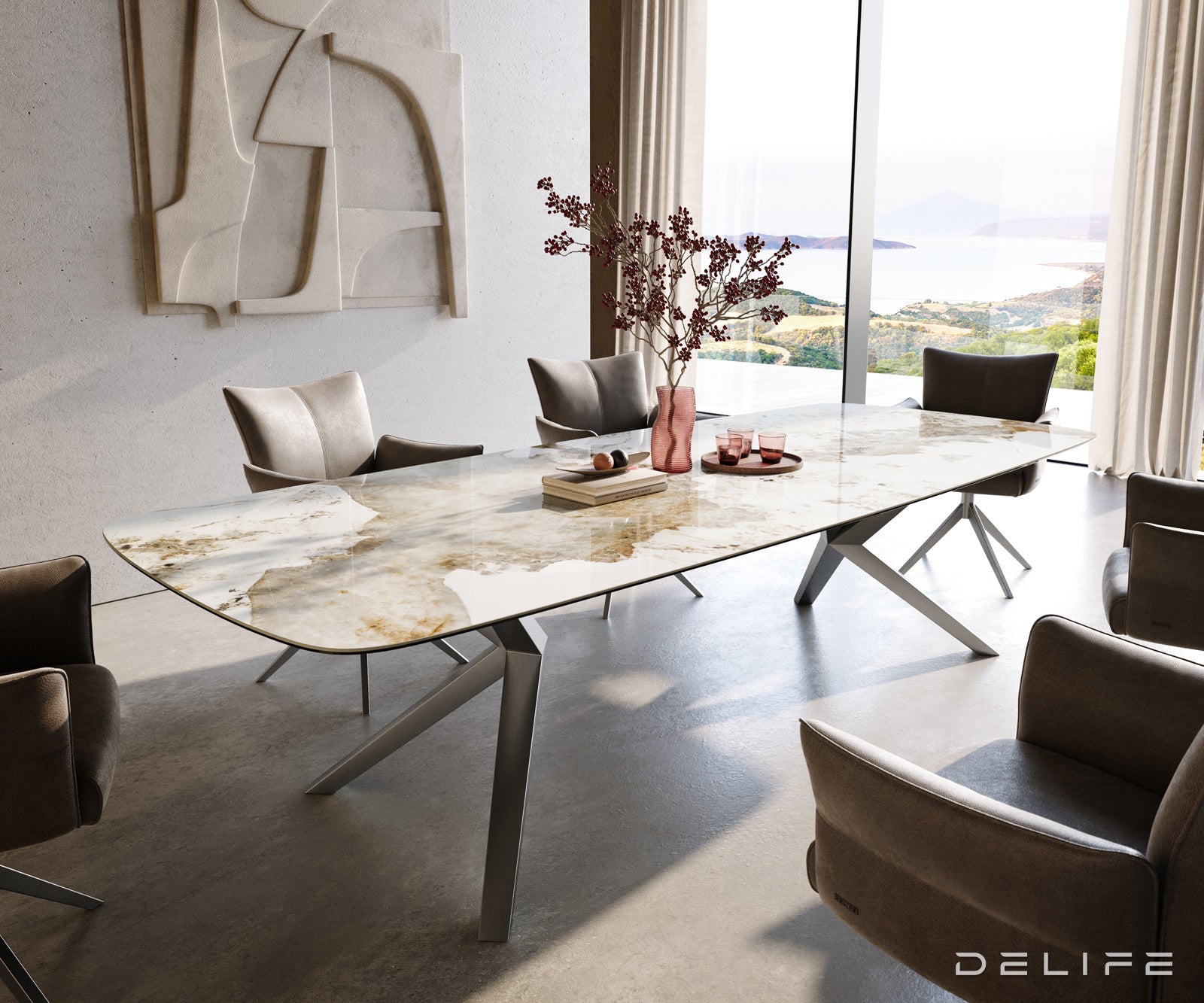 Jedilna miza Edge Boot 300x120 cm, material: keramika Minas Melange