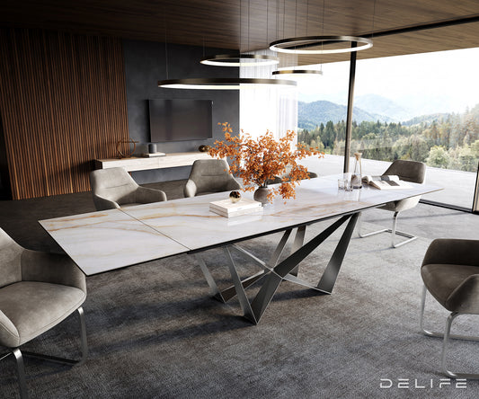 Jedilna miza Edge 200/300x100 cm, material: keramika Onyx Pearl