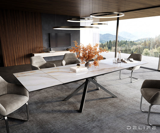 Jedilna miza Edge 200/300x100 cm, material: keramika Onyx Pearl