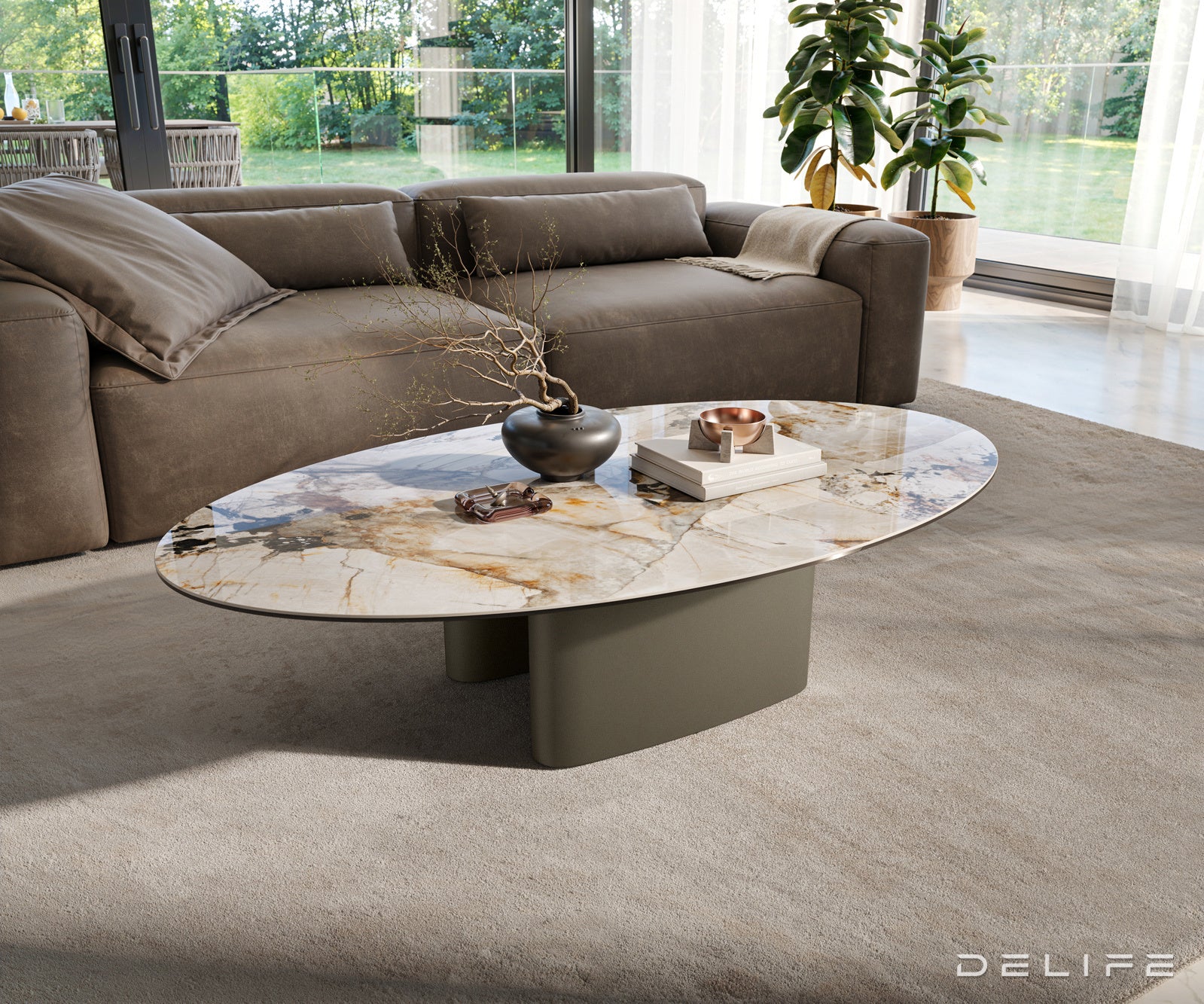 Klubska mizica Edge 140x80 cm, material: keramika Patagonia