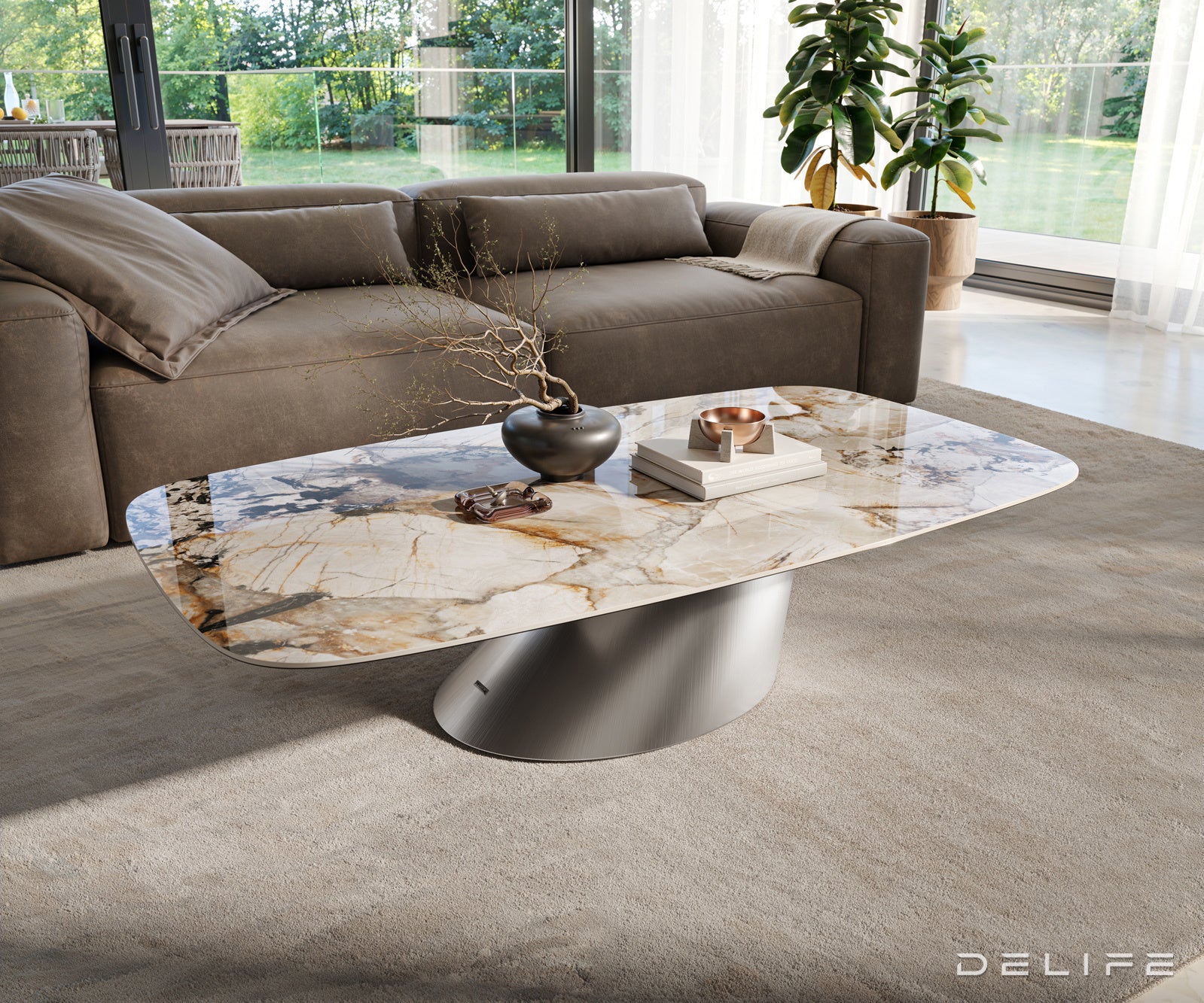 Klubska mizica Edge 140x80 cm, material: keramika Patagonia