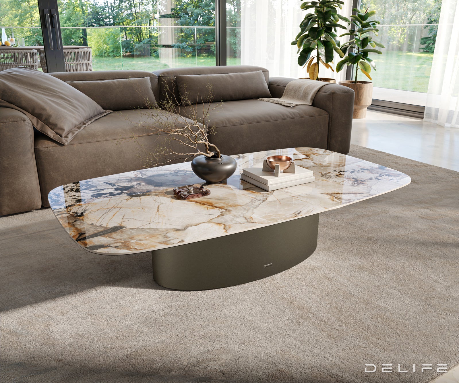 Klubska mizica Edge 140x80 cm, material: keramika Patagonia