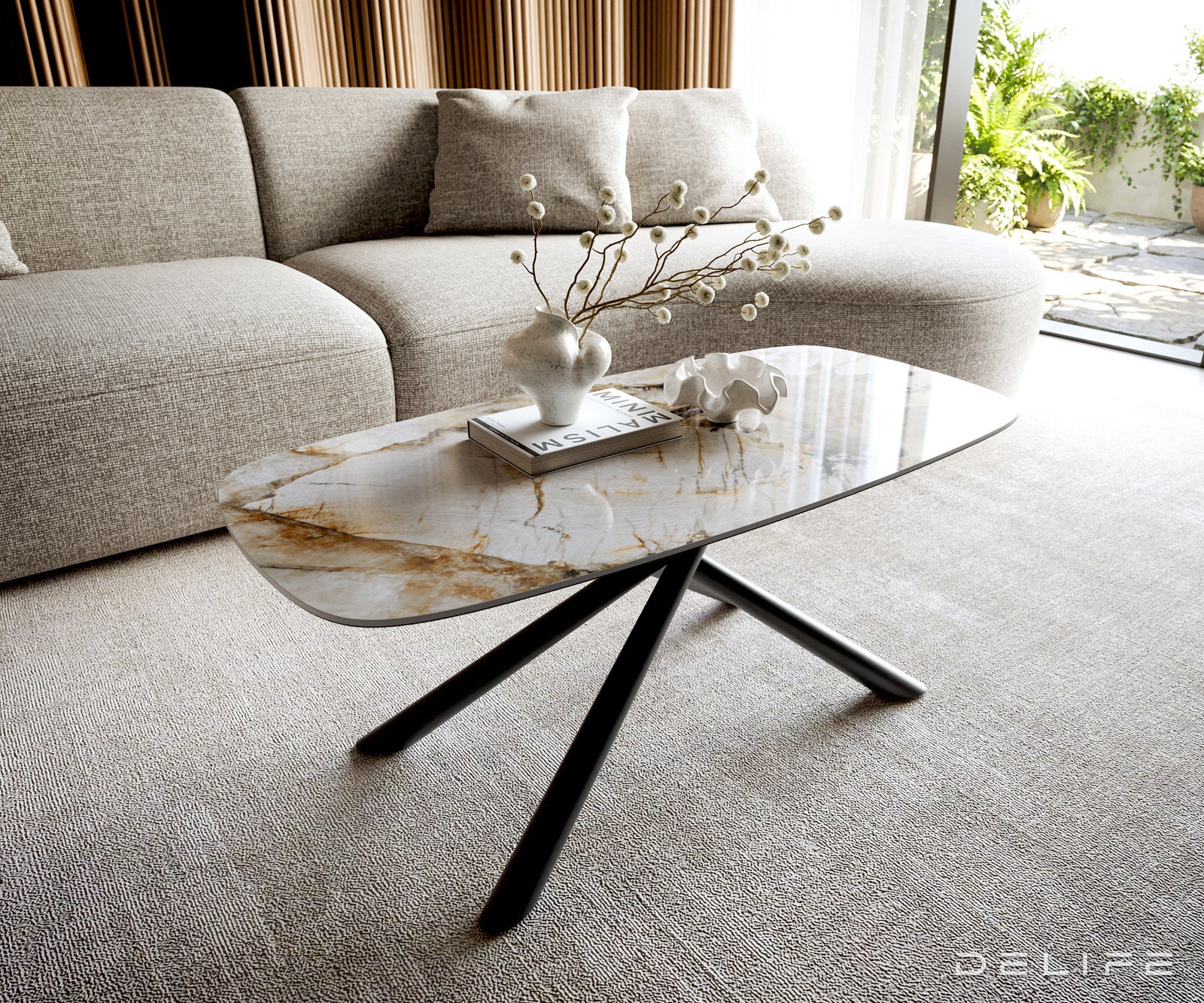 Klubska mizica Edge 100x50 cm, material: keramika