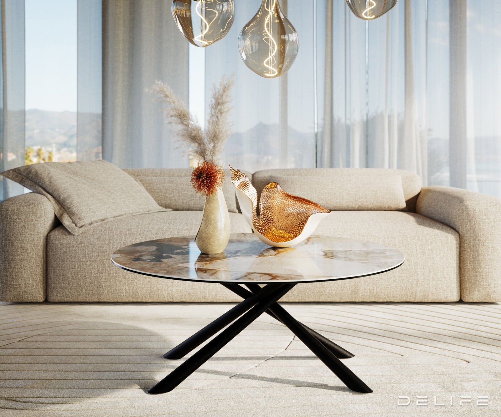 Klubska mizica Edge 100x100 cm, material: keramika