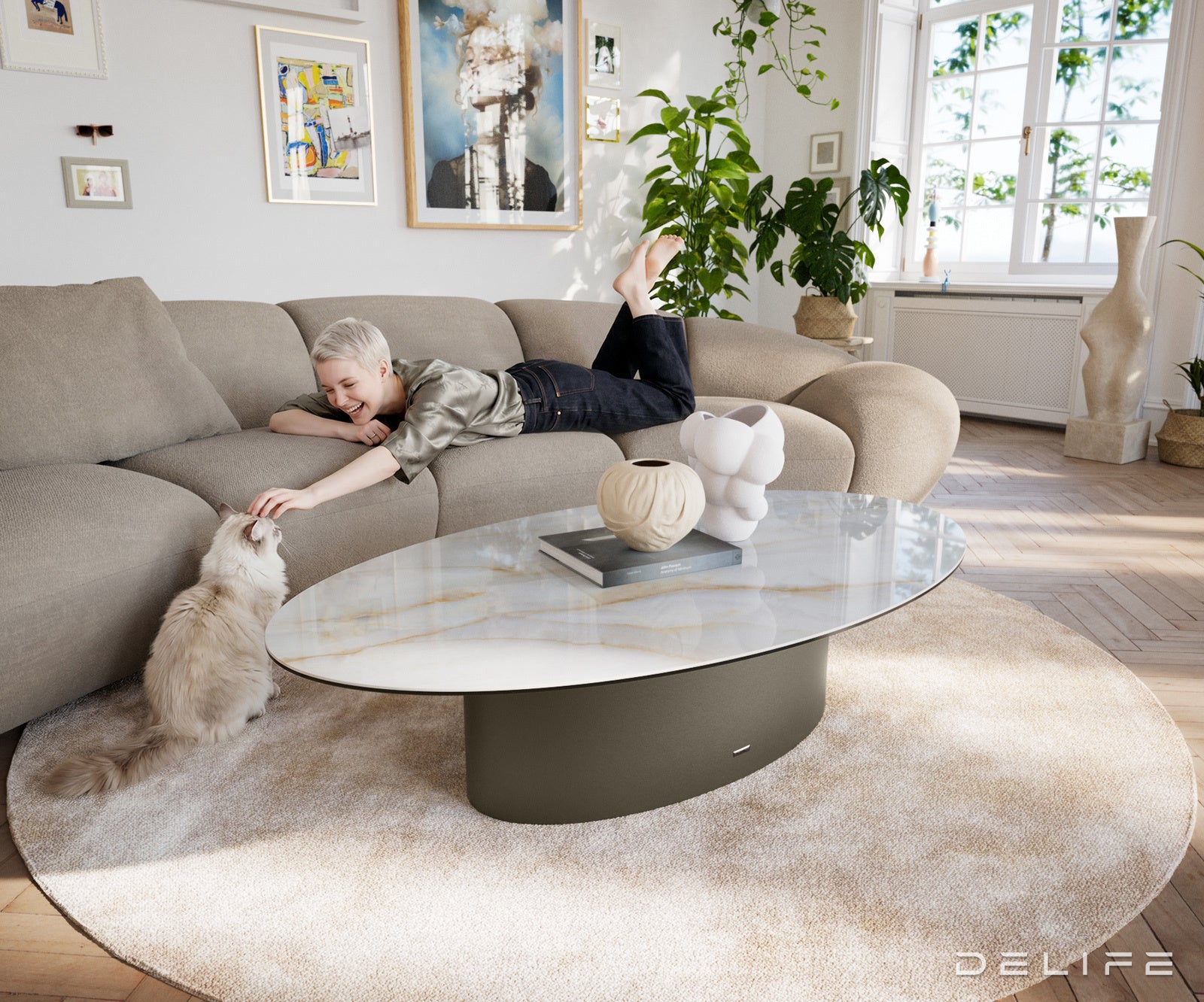 Klubska mizica Casilda 140x80 cm, material: keramika Laminam