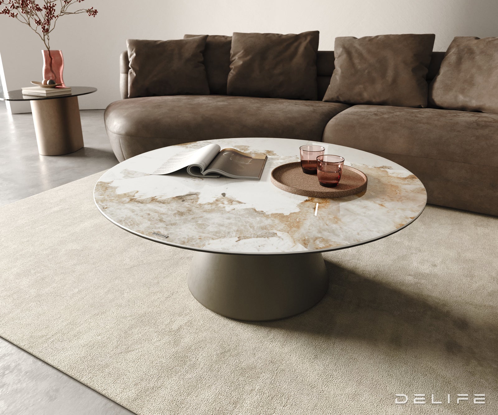 Klubska mizica Edge 100x100 cm, material: keramika Minas Melange