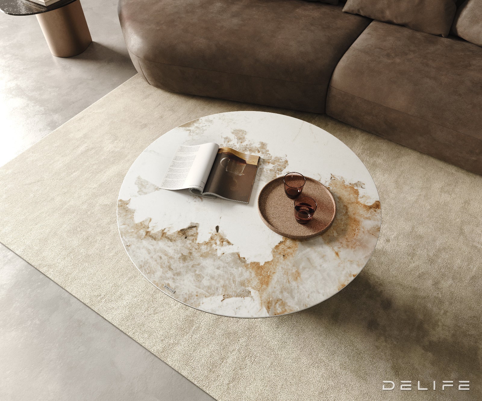 Klubska mizica Edge 100x100 cm, material: keramika Minas Melange