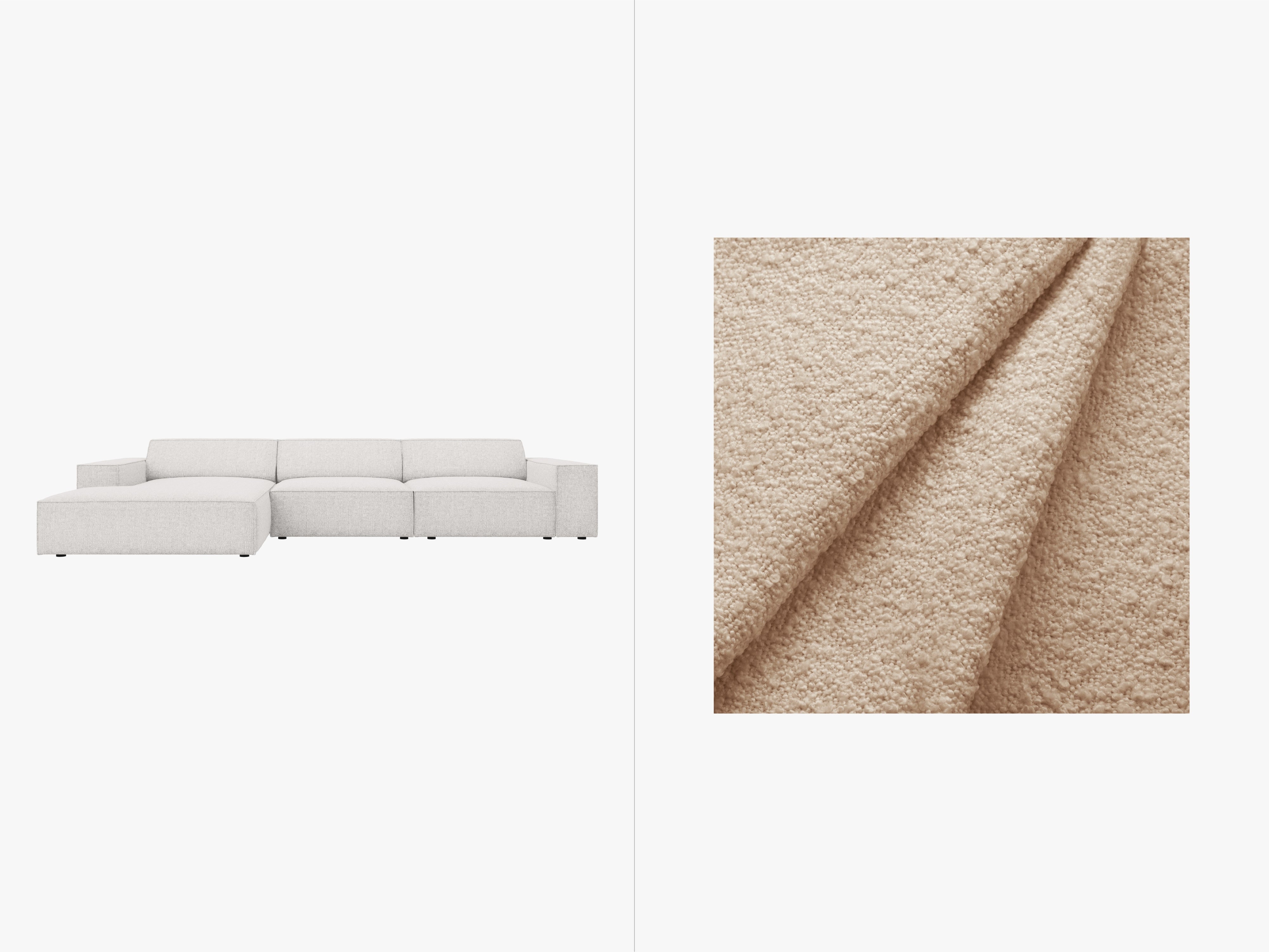 Kotna sedežna garnitura Jodie 284x162 cm, material: bouclé
