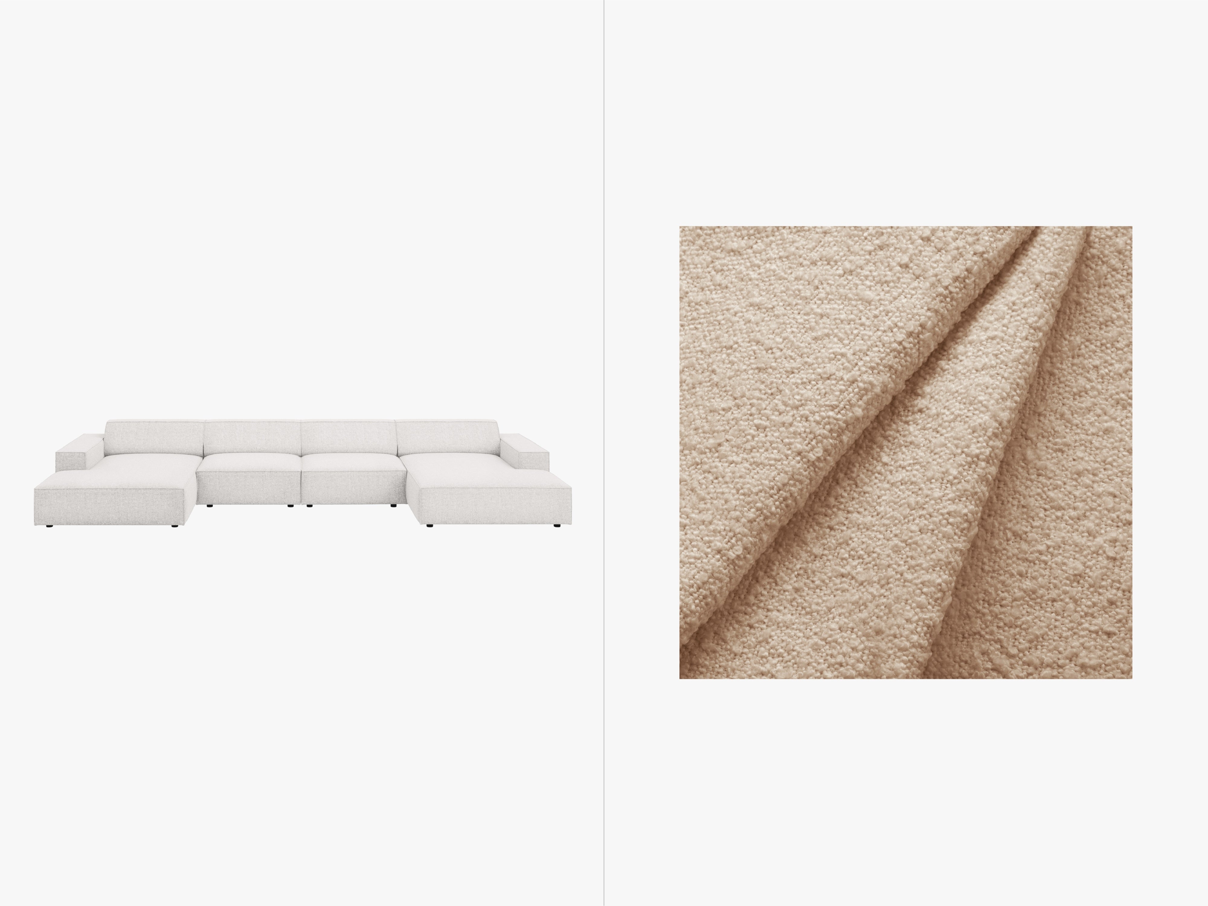 Kotna sedežna garnitura Jodie 364x162cm, material: boucle